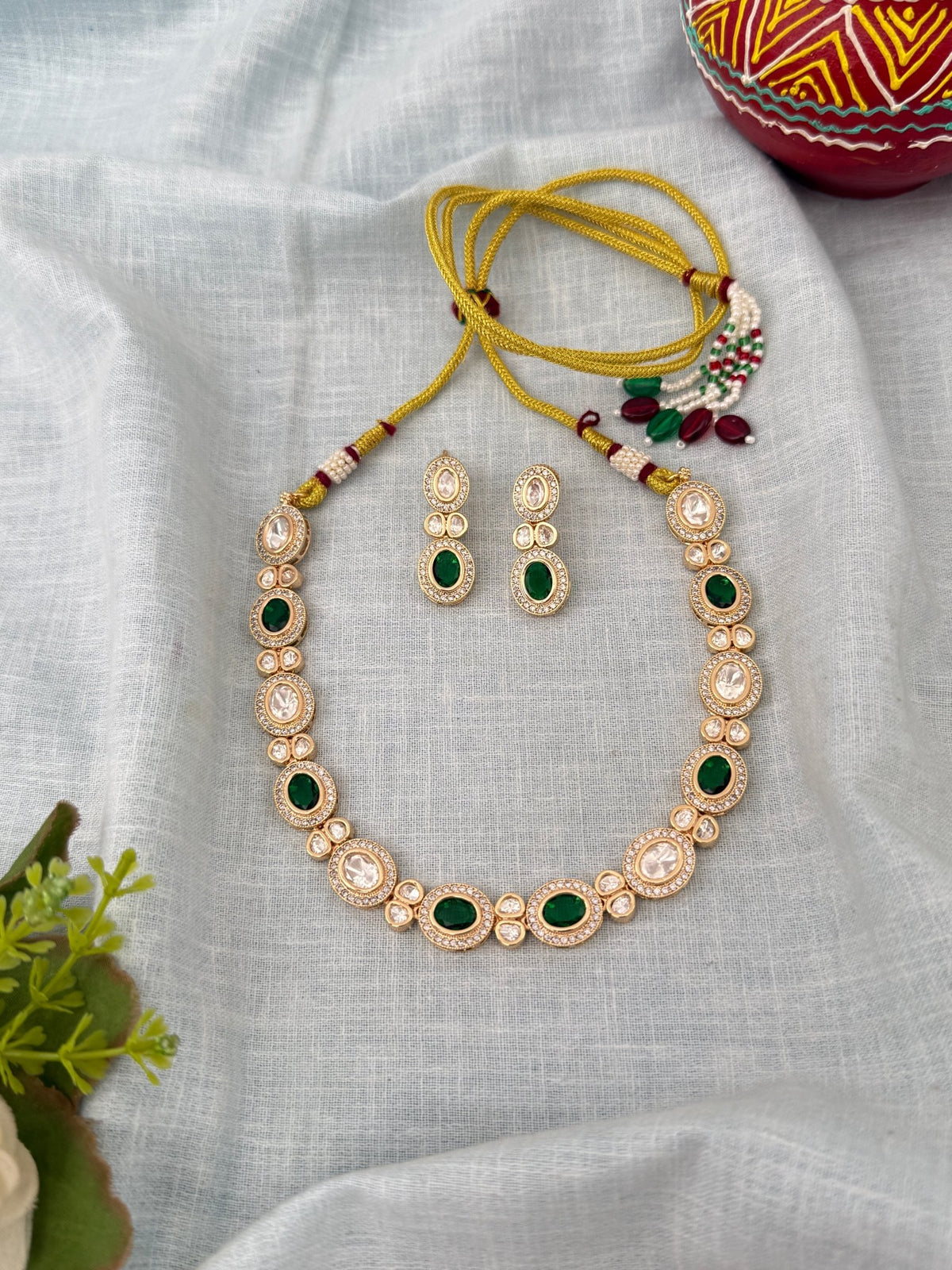 Kundan Designer Necklace Premium Short Set | N1280 - Mahilas