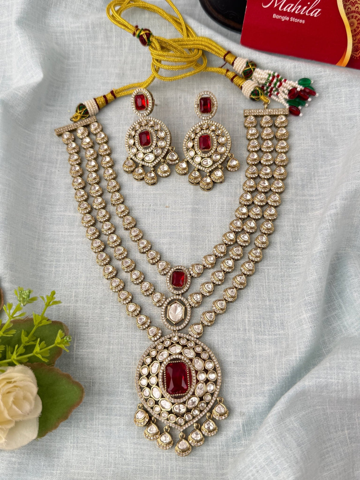 Kundan Layered Necklace Luxurious Long Set | N0984 - Mahilas