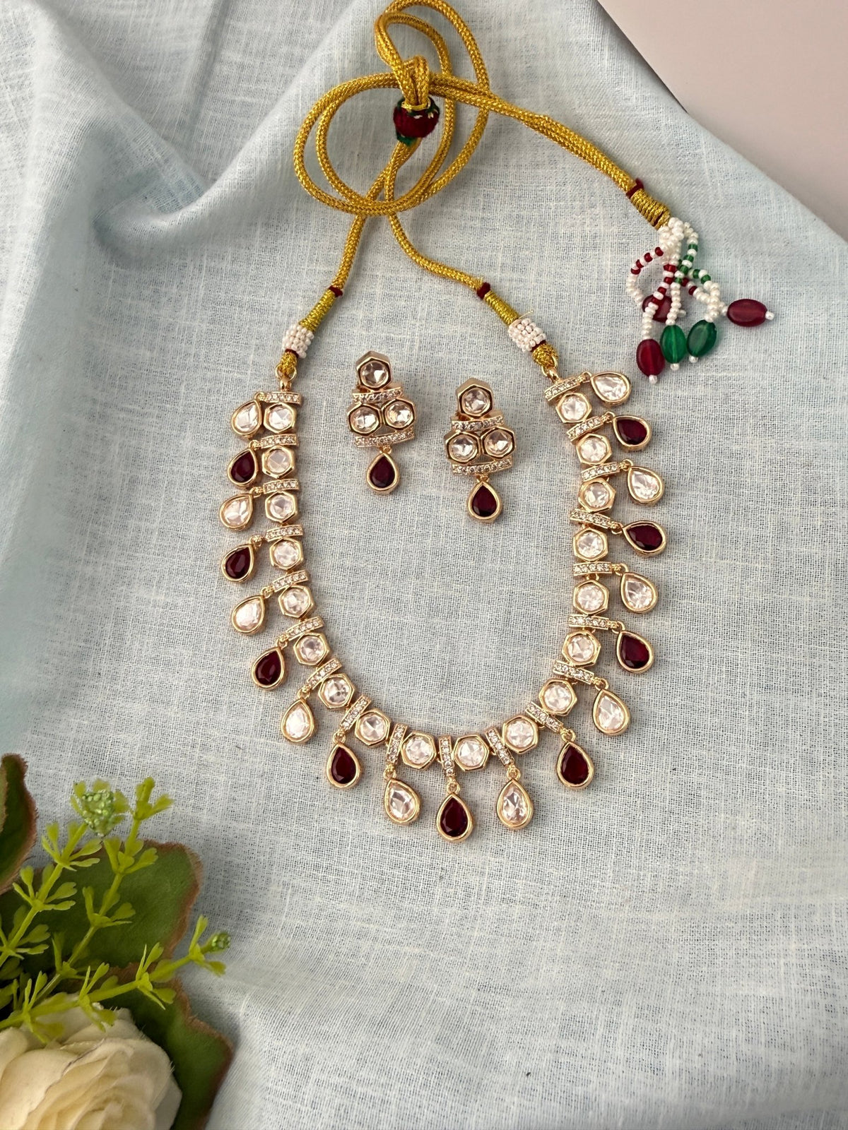 Kundan Layered Necklace Premium Short Set | N0906 - Mahilas