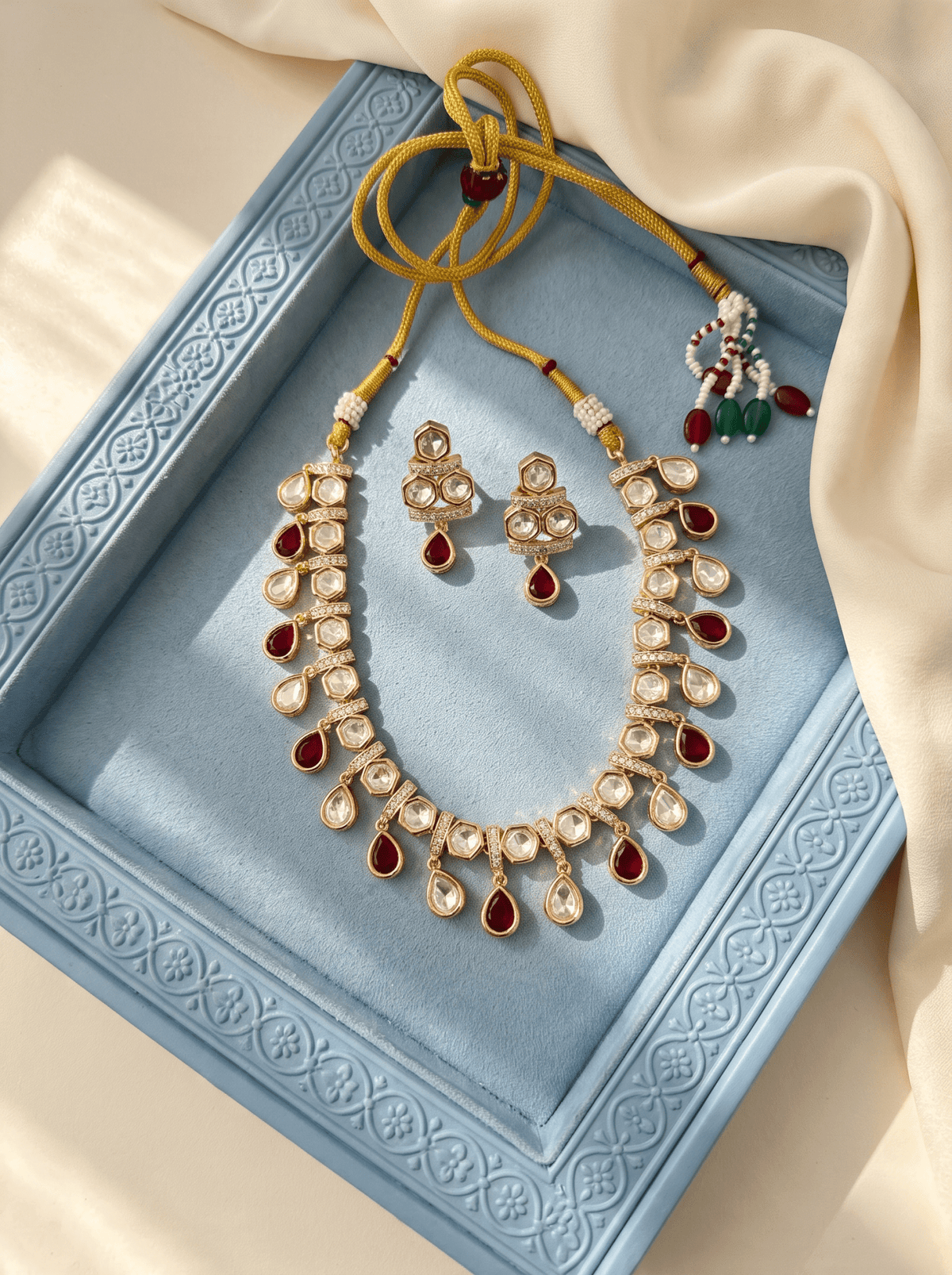 Kundan Layered Necklace Premium Short Set | N0906 - Mahilas