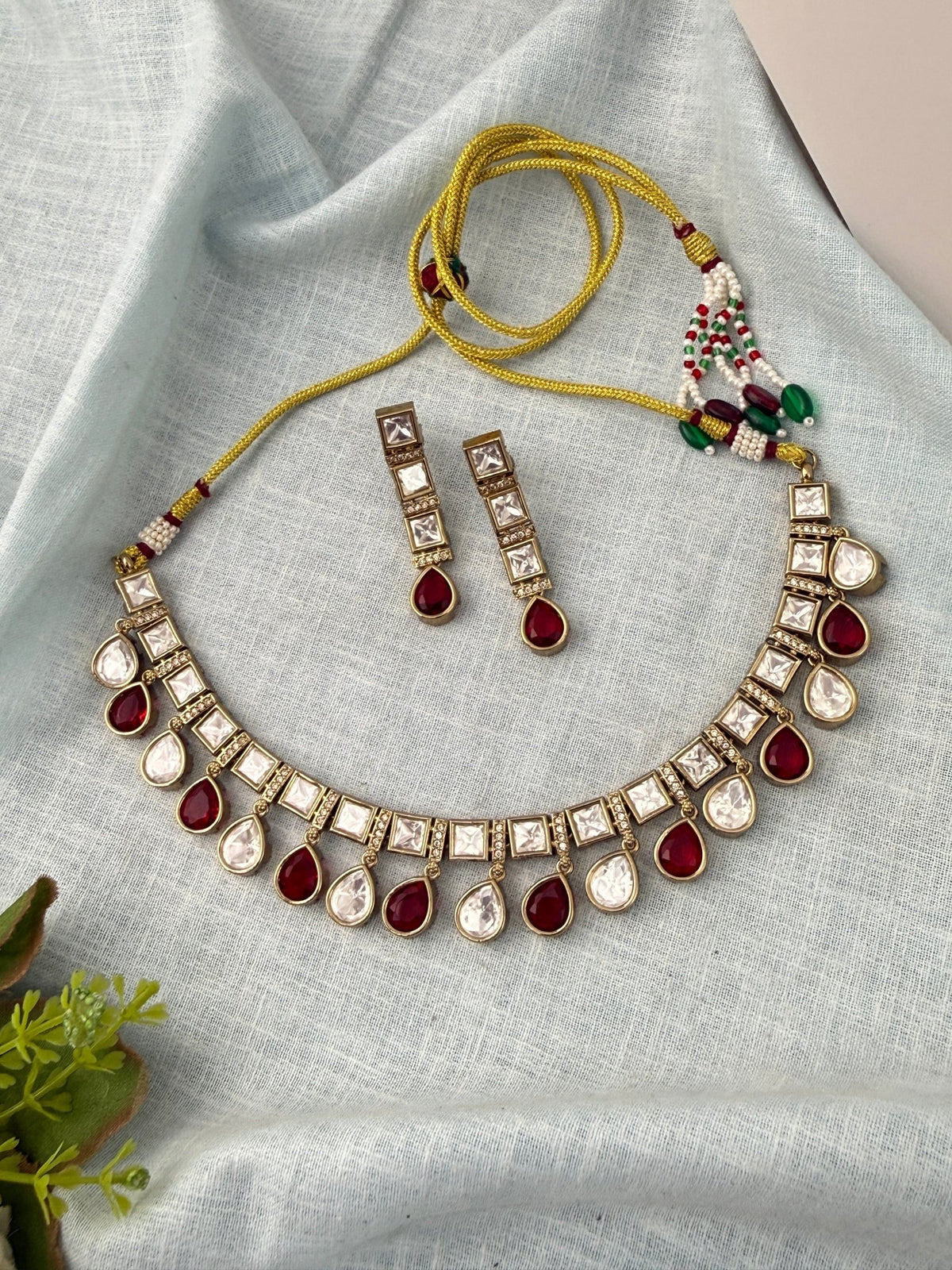 Kundan Layered Necklace Premium Short Set | N0955 - Mahilas