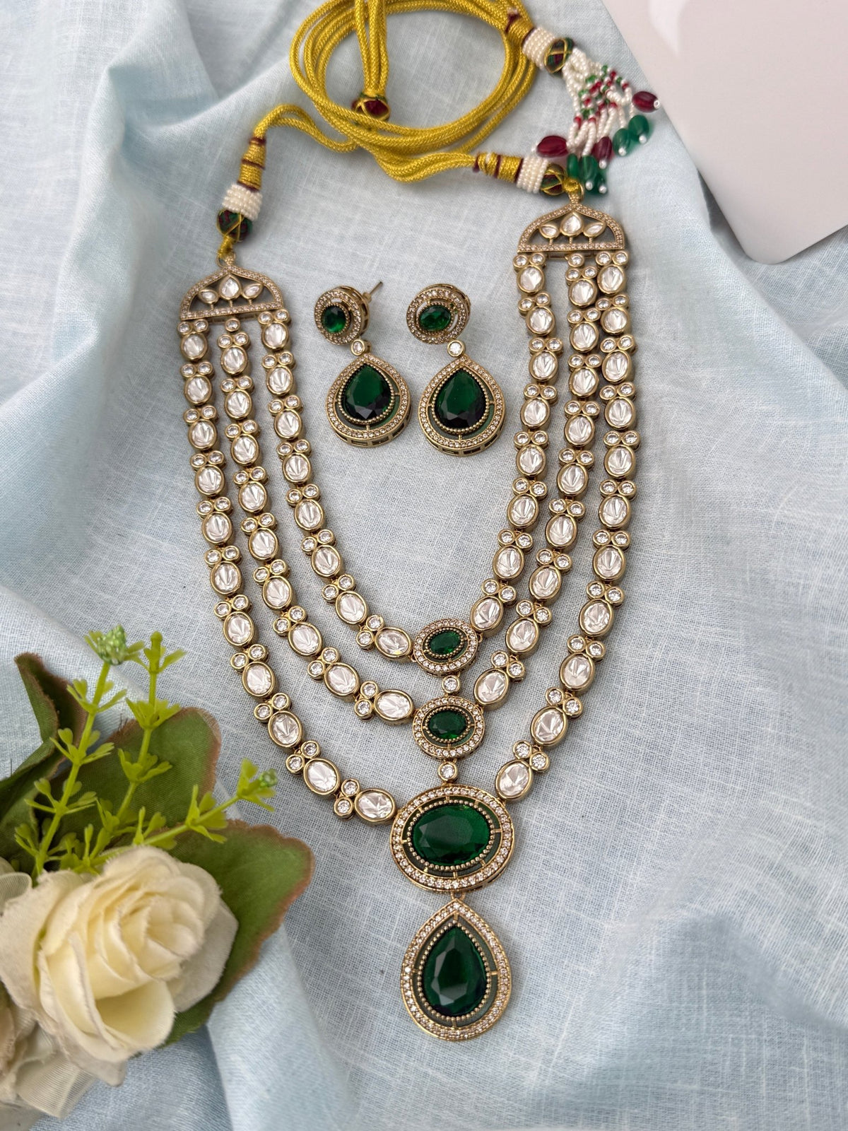 Kundan Layered Necklace Premium Short Set | N0973 - Mahilas