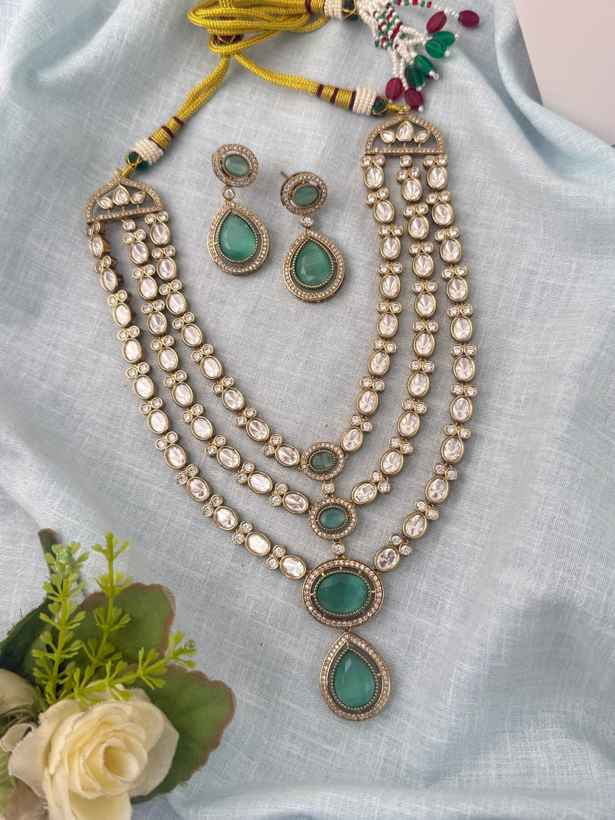 Kundan Layered Necklace Premium Short Set | N0975 - Mahilas