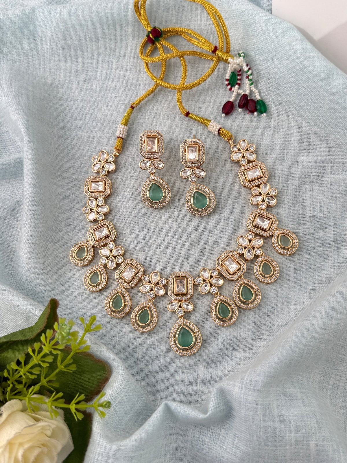 Kundan Layered Necklace Premium Short Set | N0990 - Mahilas