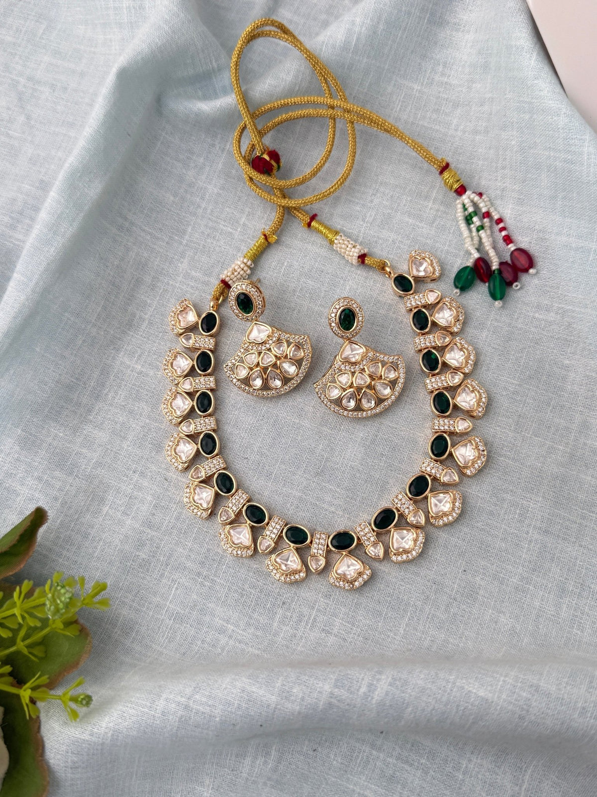Kundan Layered Necklace Premium Short Set | N1007 - Mahilas