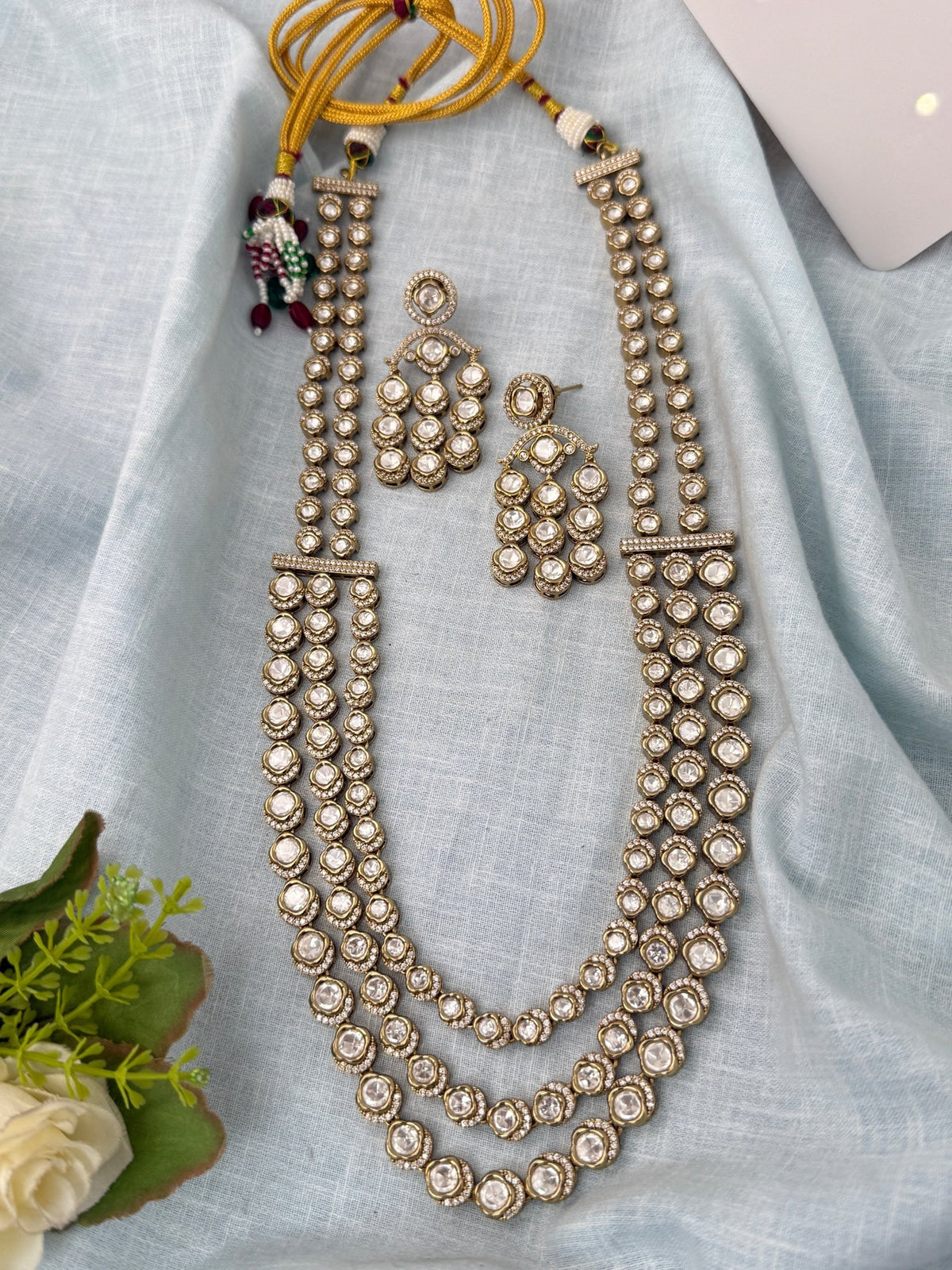 Kundan Layered Necklace Premium Short Set | N1068 - Mahilas