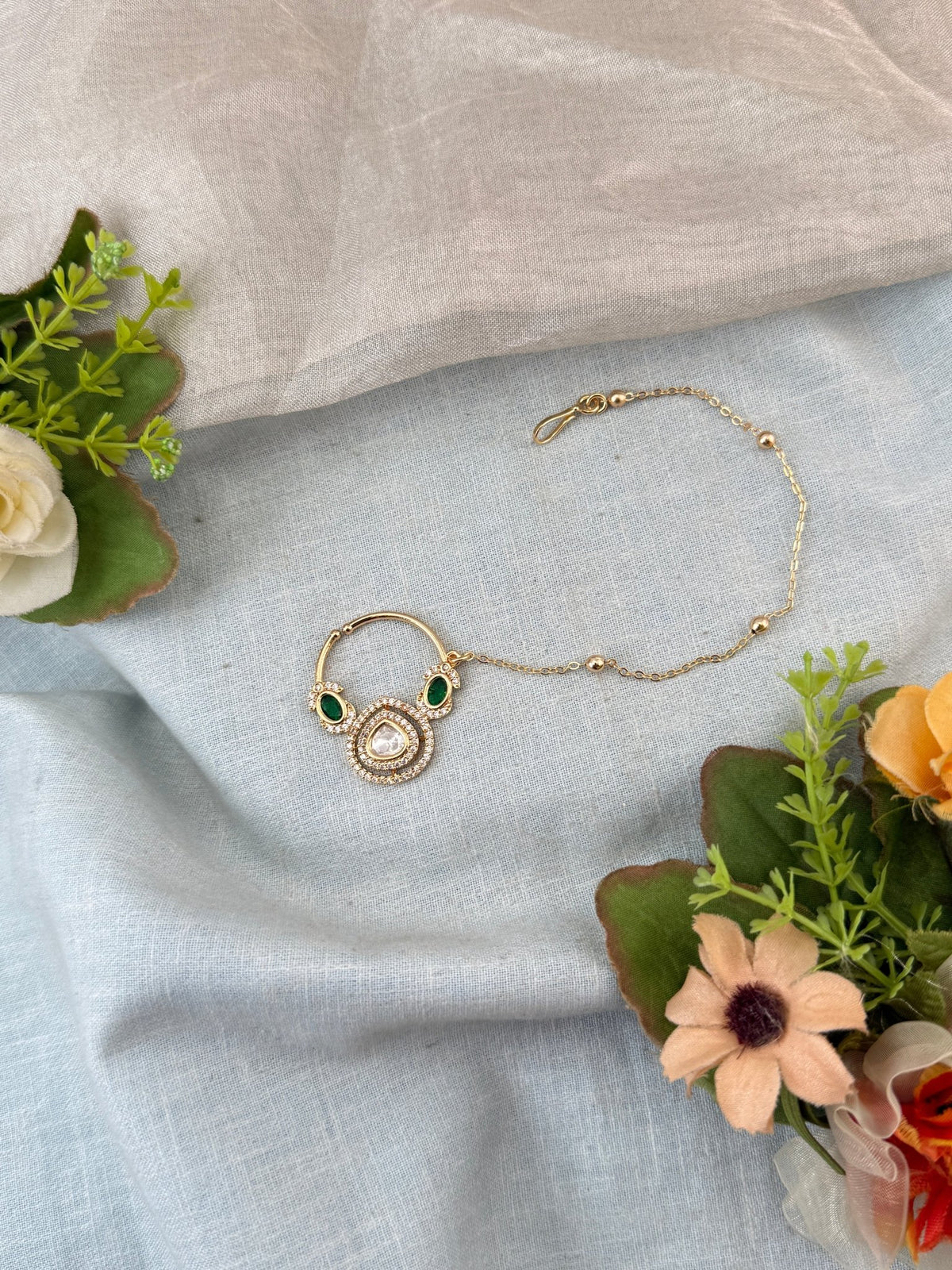Kundan Nathu Nose Ring | O0010 - Mahilas