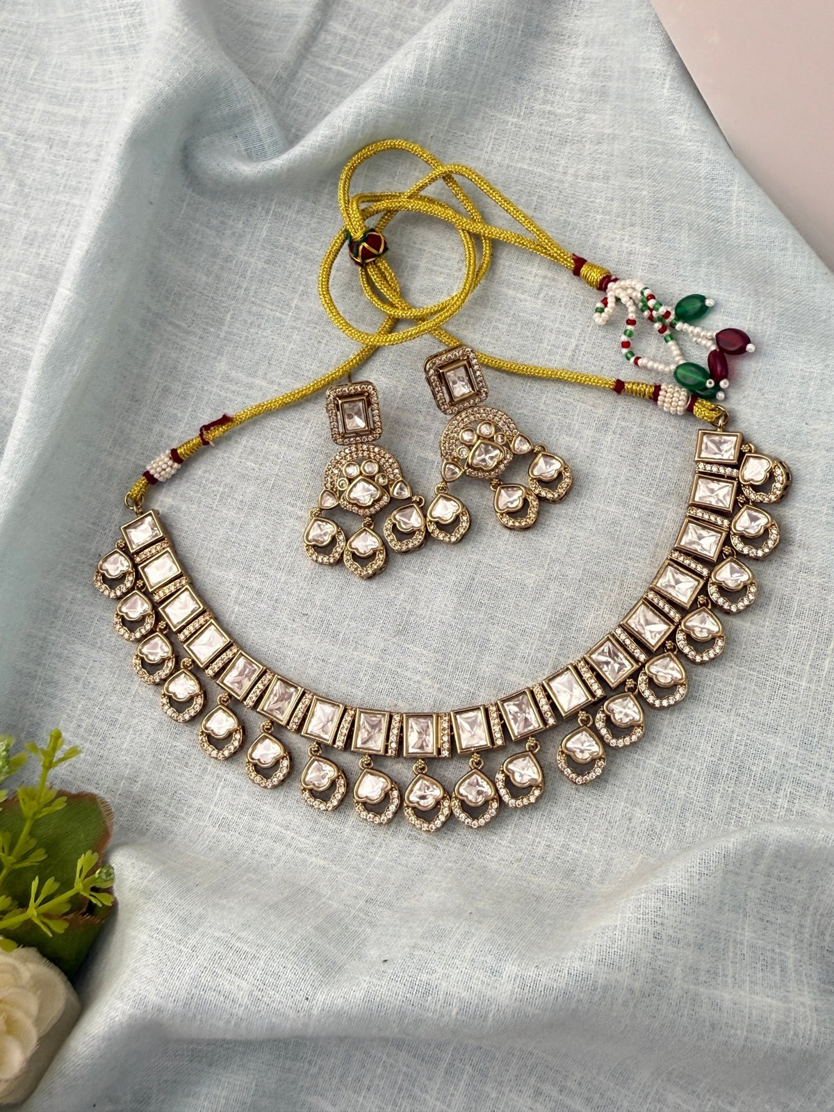 Kundan Necklace Premium Short Set | N0916 A - Mahilas