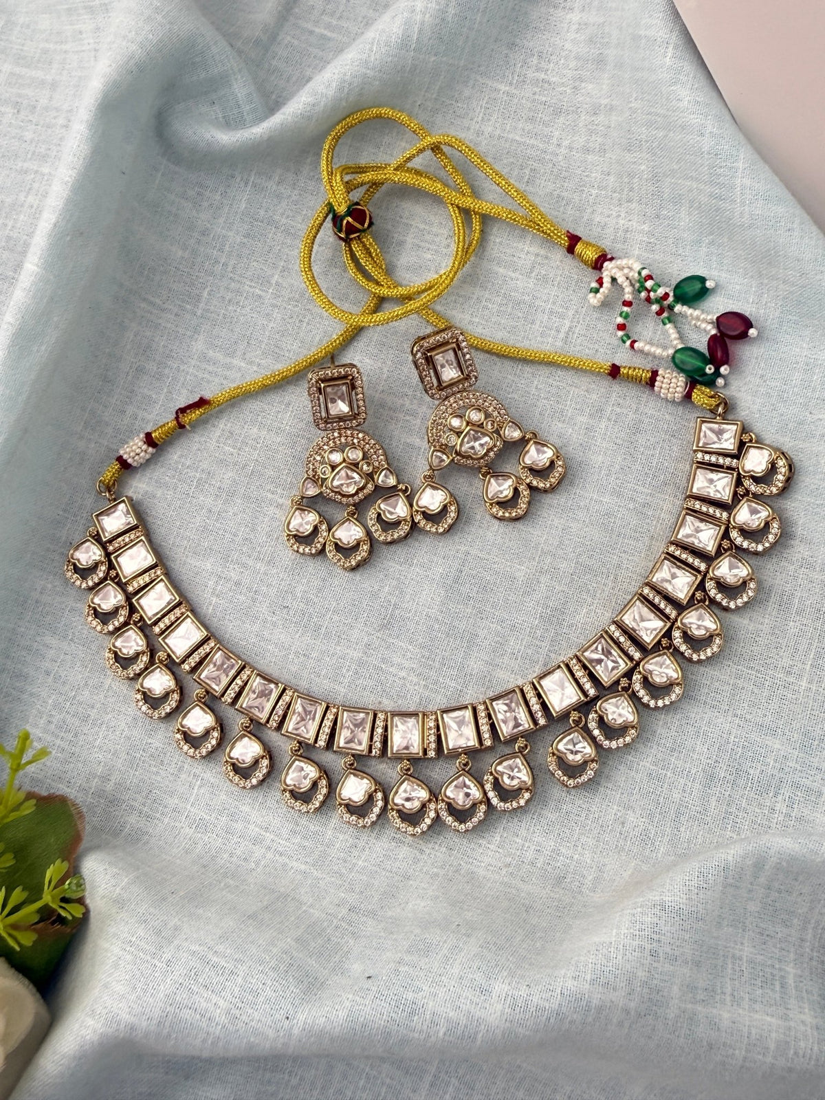 Kundan Necklace Premium Short Set | N0916 A - Mahilas