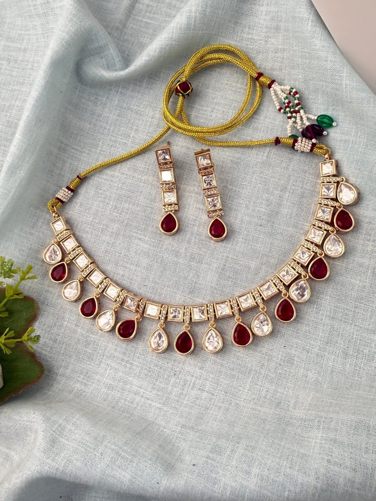 Kundan Necklace Premium Short Set | N0950 - Mahilas