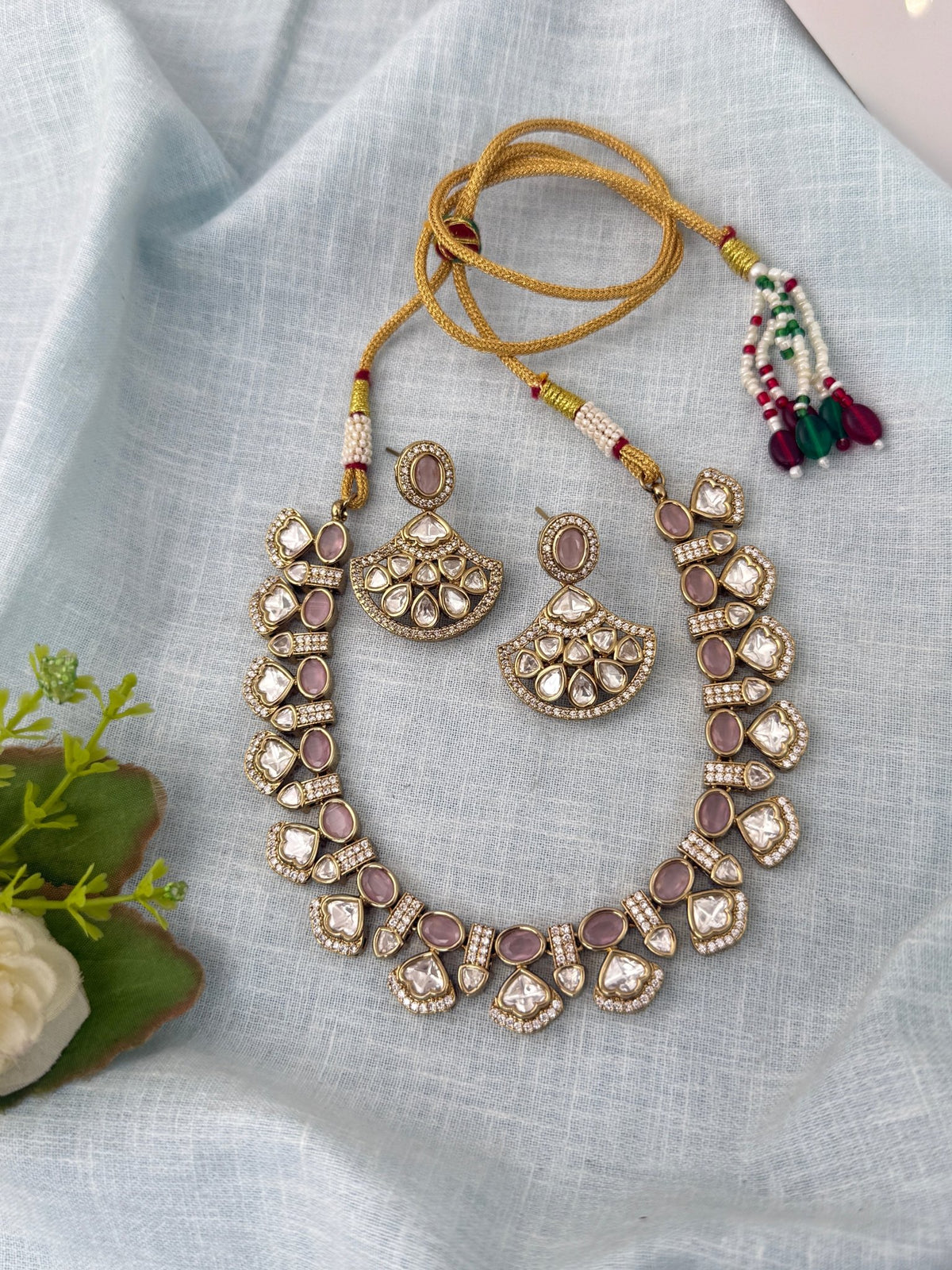Kundan Necklace Premium Short Set | N1015 - Mahilas