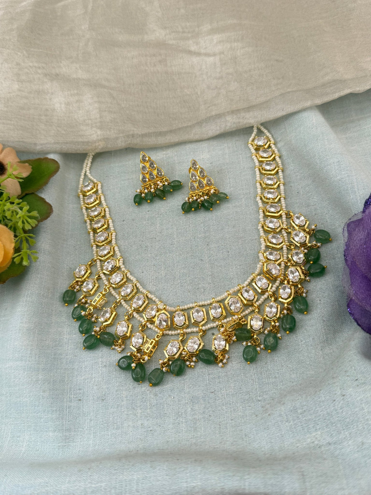 Kundan Pearl Necklace Set | N0131 - Mahilas