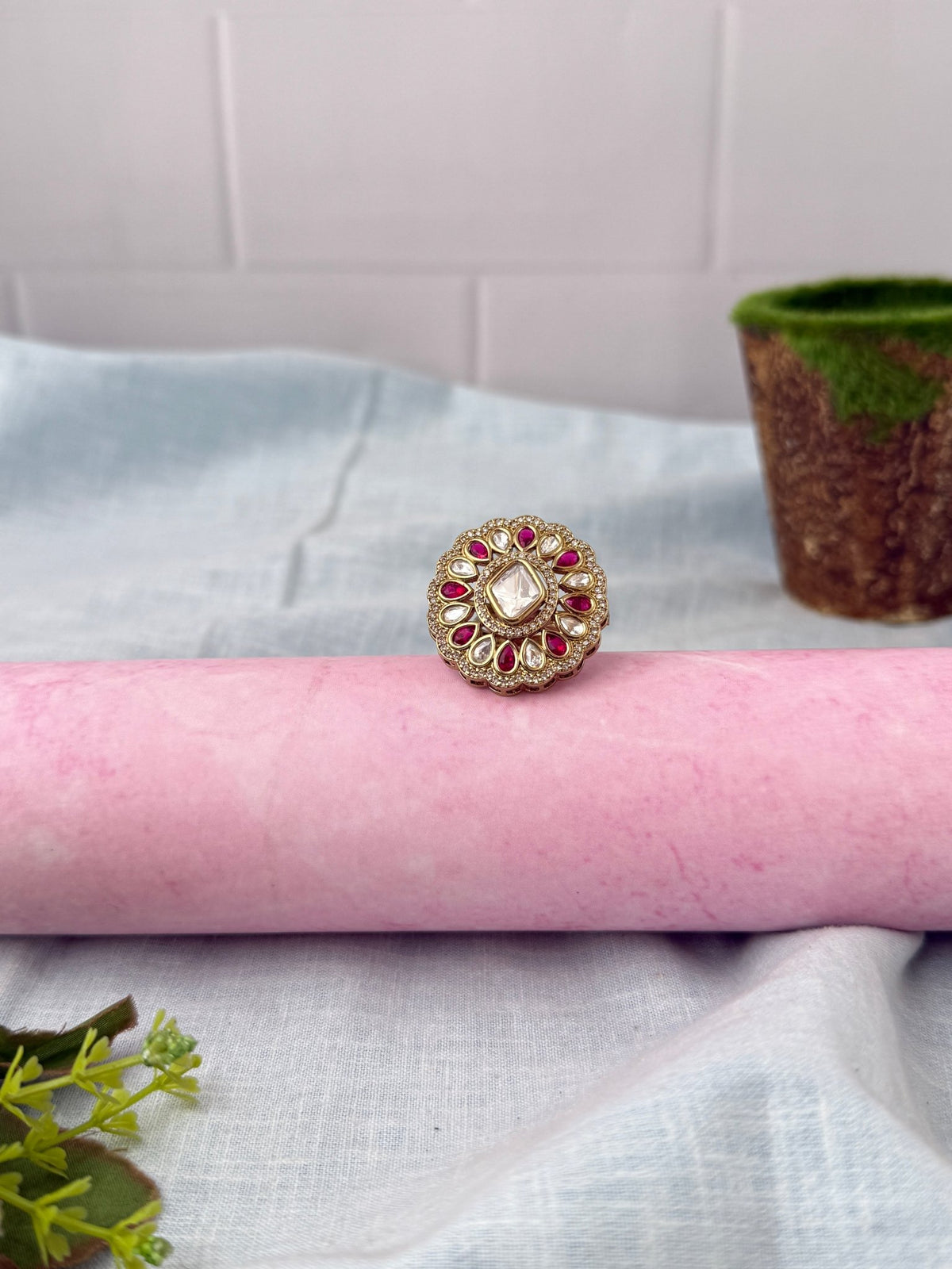 Kundan Premium Finger Ring| F0213 A - Mahilas