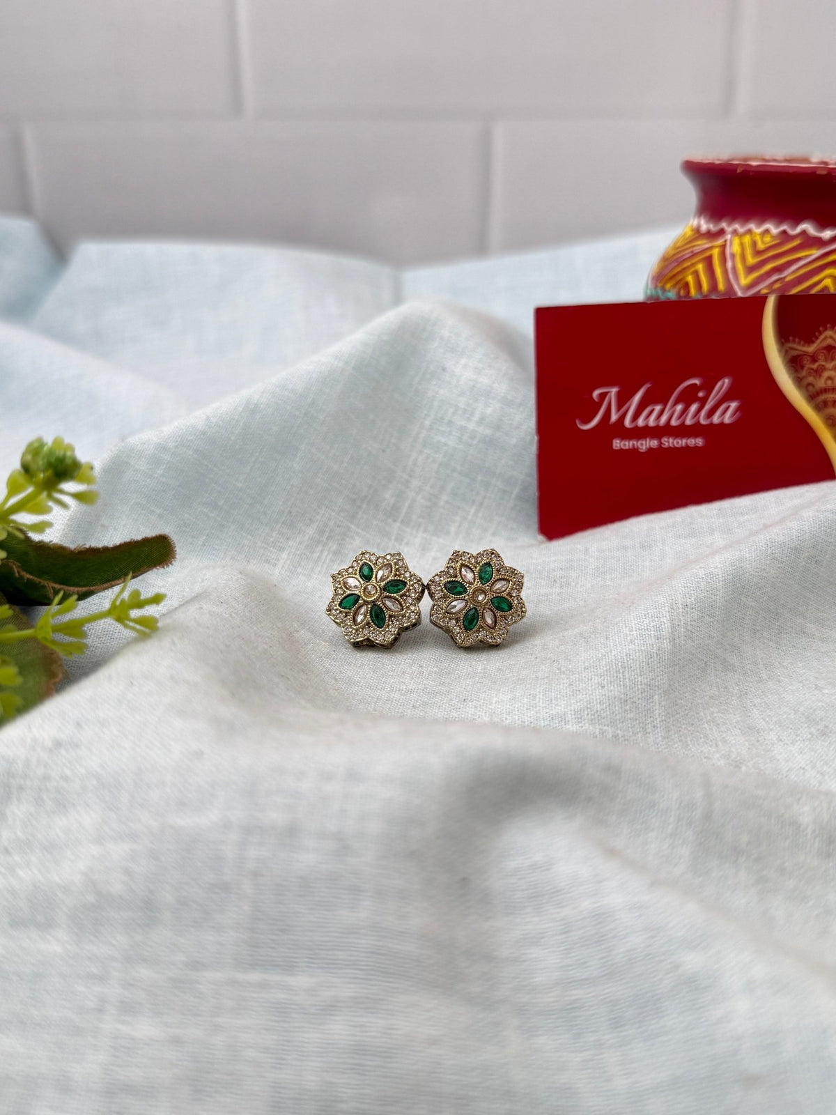 Kundan Premium Stud Earrings| E0823 - Mahilas