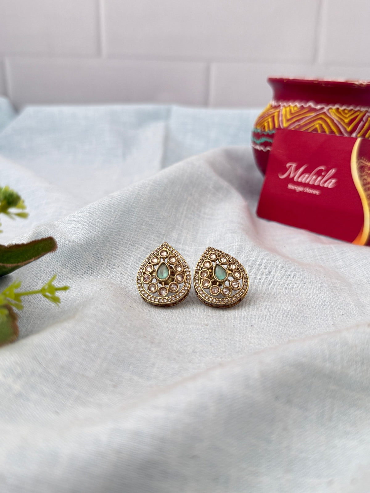 Kundan Premium Stud Earrings| E0842 - Mahilas