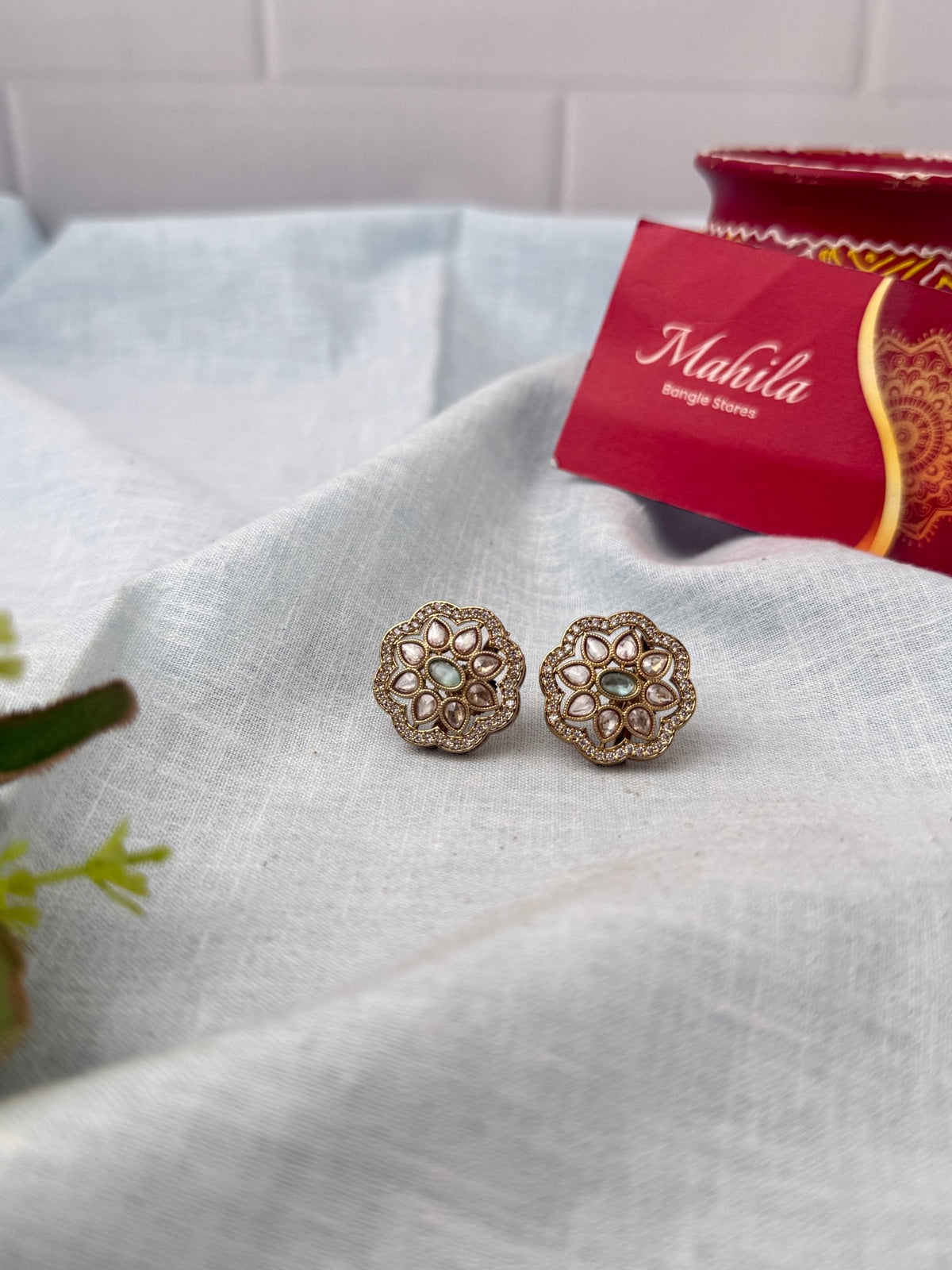 Kundan Premium Stud Earrings| E0853 - Mahilas