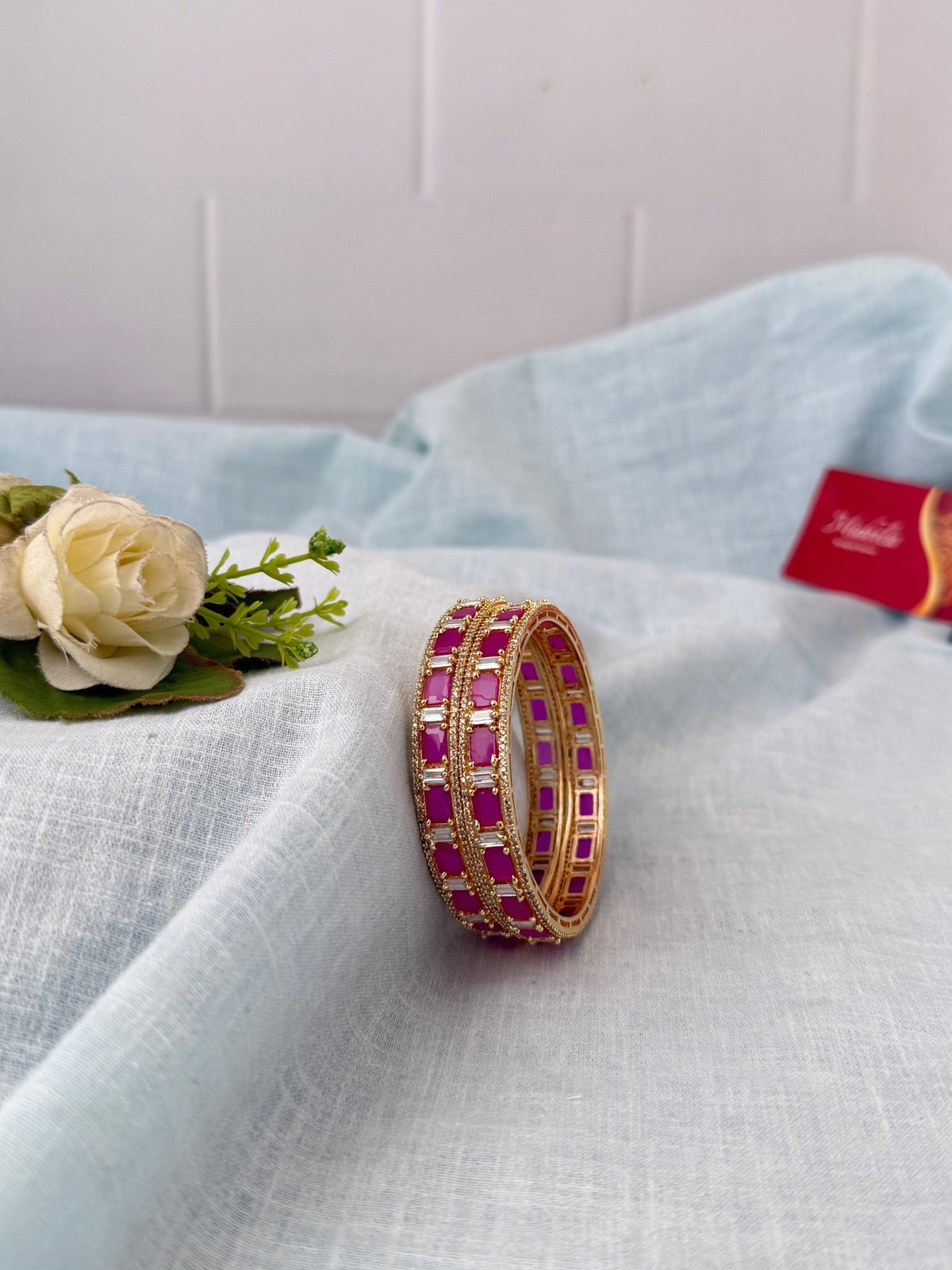 Kundan Stone Kada Bangles Set Of 2| B0349 - Mahilas