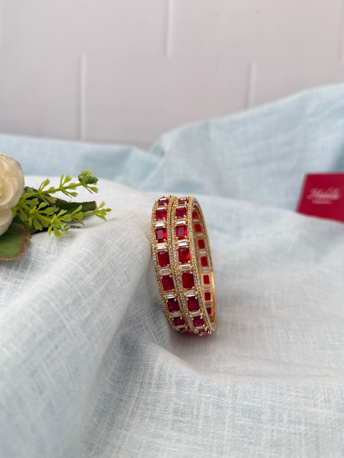 Kundan Stone Kada Bangles Set Of 2| B0351 - Mahilas