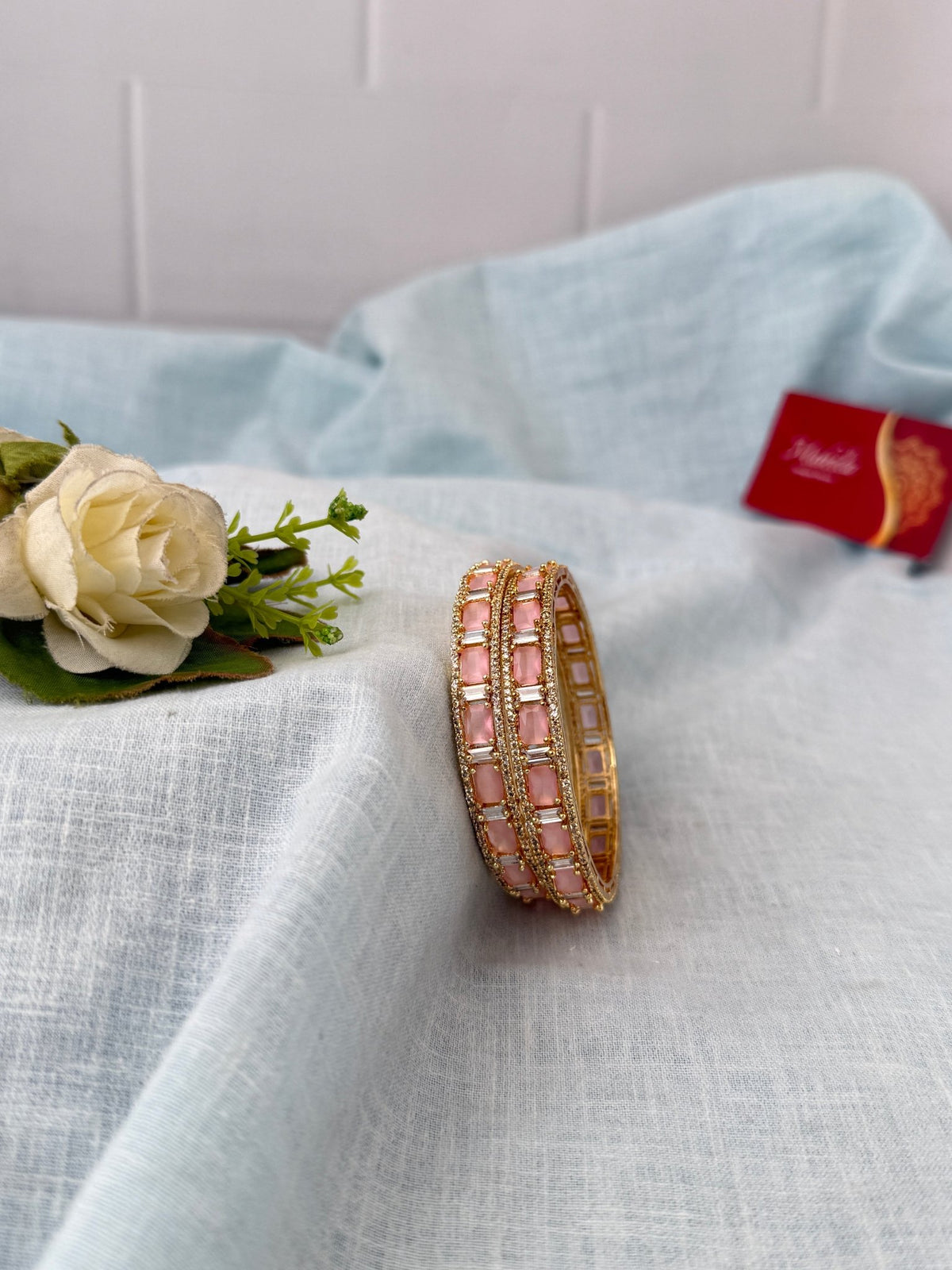 Kundan Stone Kada Bangles Set Of 2| B0355 - Mahilas