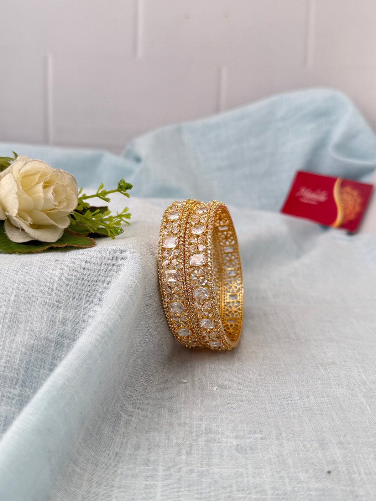 Kundan Stone Kada Bangles Set Of 2| B0398 A - Mahilas