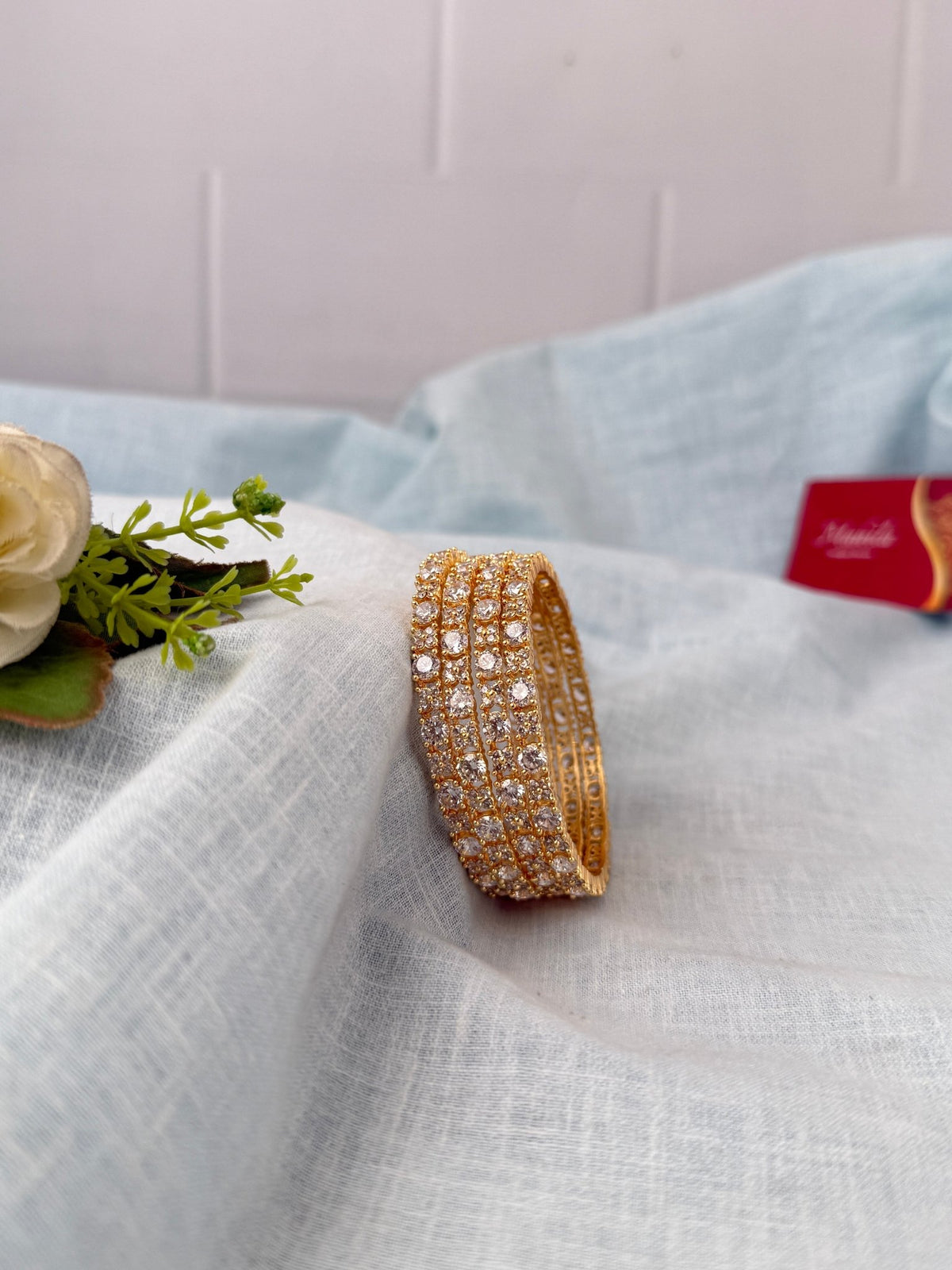 Kundan Stone Kada Bangles Set Of 4| B0363 - Mahilas