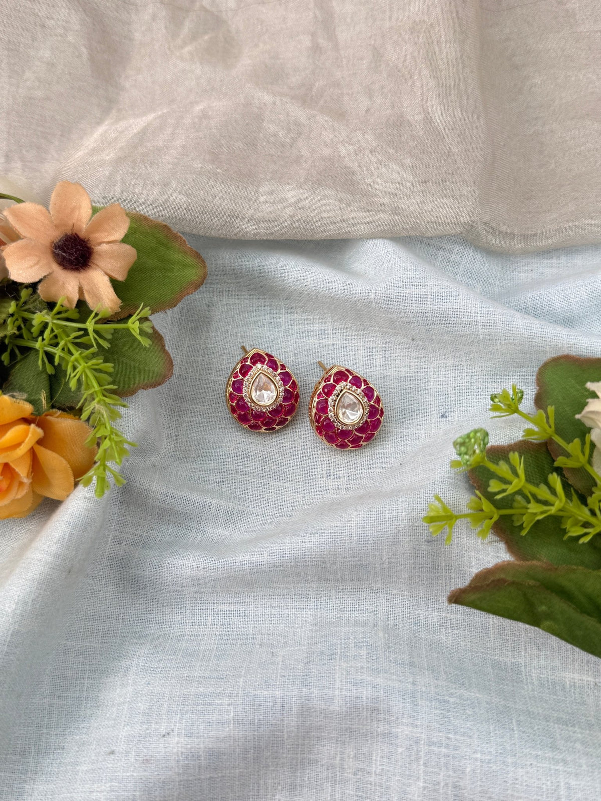 Kundan Stud Style Earrings | E0234 - Mahilas
