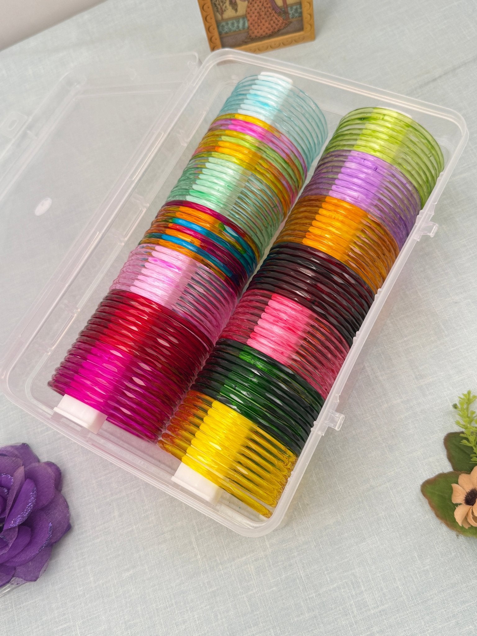 Luxurious 14 Colors Plain Glass Bangle Box - 3460 - Mahilas