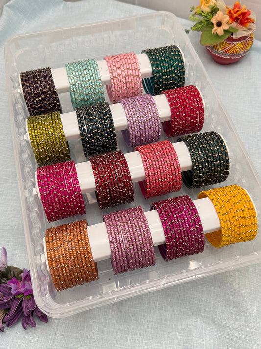 Luxurious 16 Colors Square Cut Design Glass Bangle Box - 074 - Mahilas