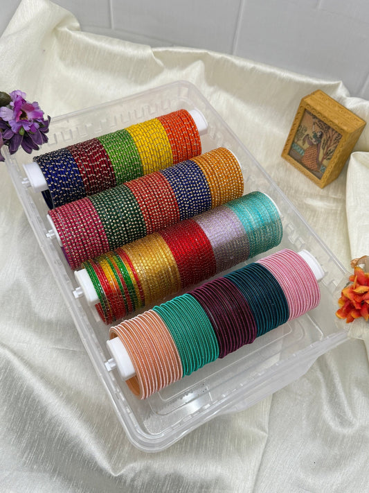 Luxurious 4 Design 20 Color Glass Bangle Box 065 - Mahilas