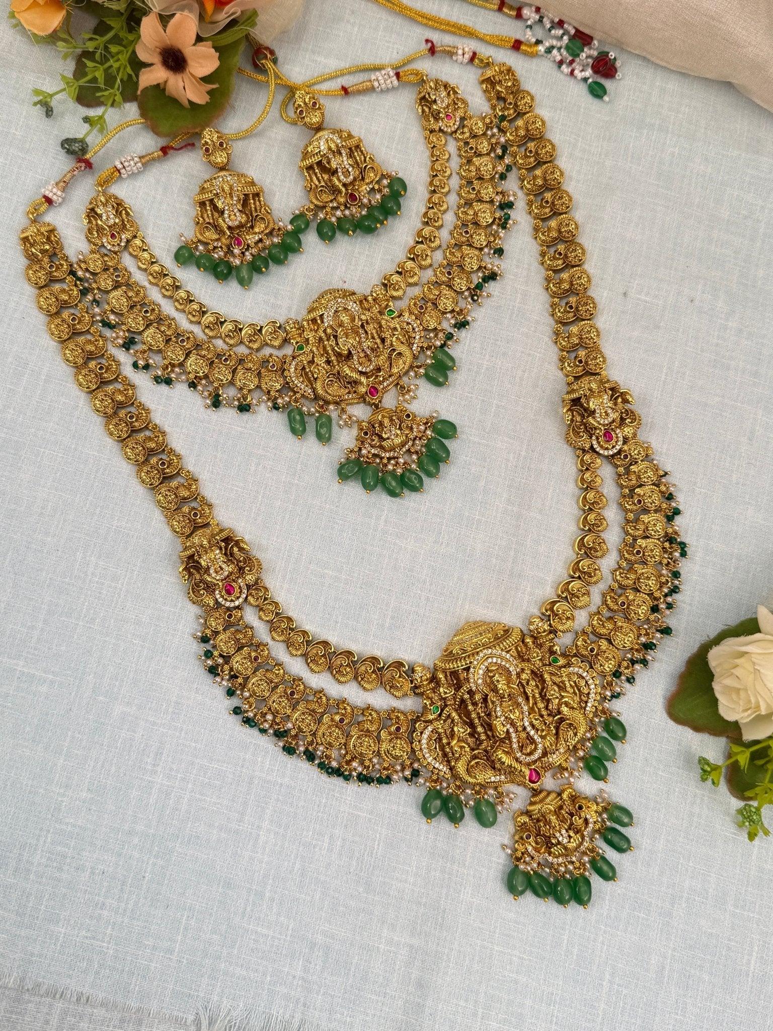 Luxurious Antique 2 Layer Bridal Necklace Set 812 - Mahilas