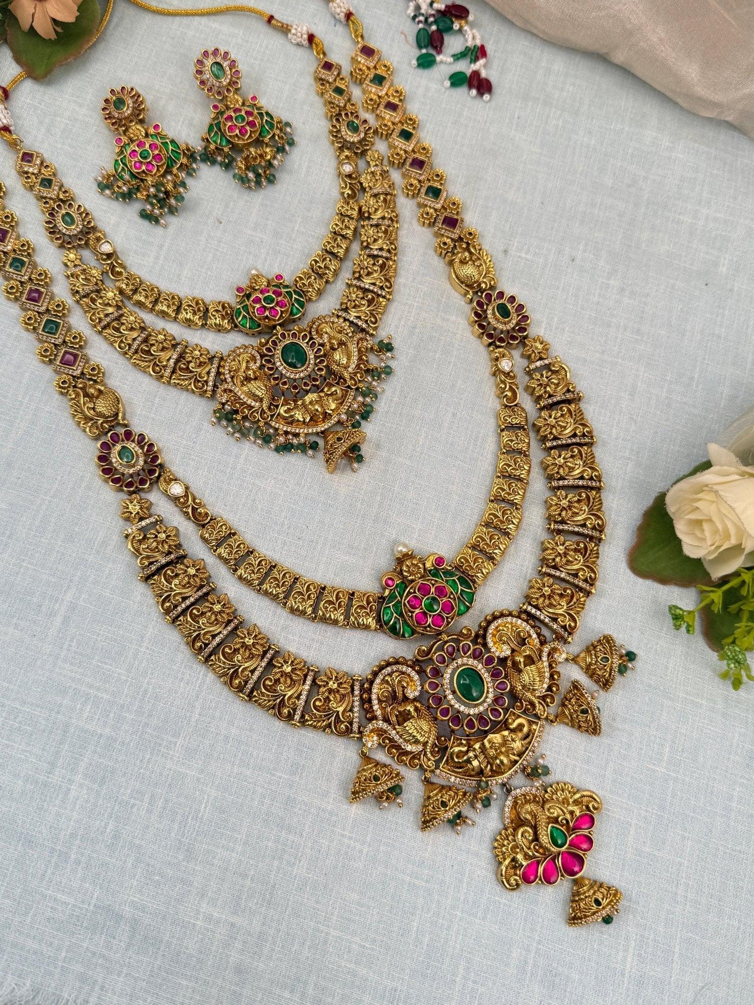 Luxurious Antique 2 Layer Bridal Necklace Set 819 - Mahilas