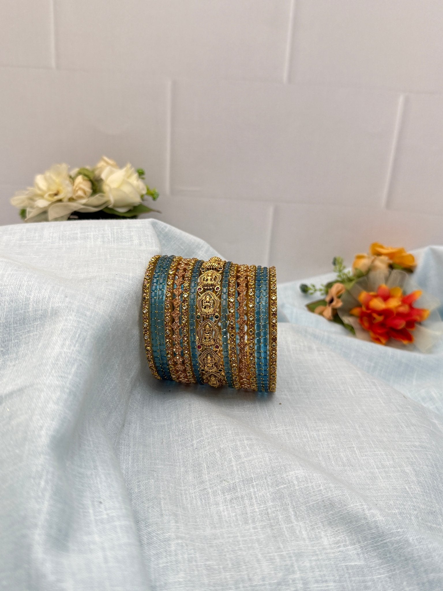 Luxurious Antique Bangle Set In 20 Color Options - 5166 - Mahilas