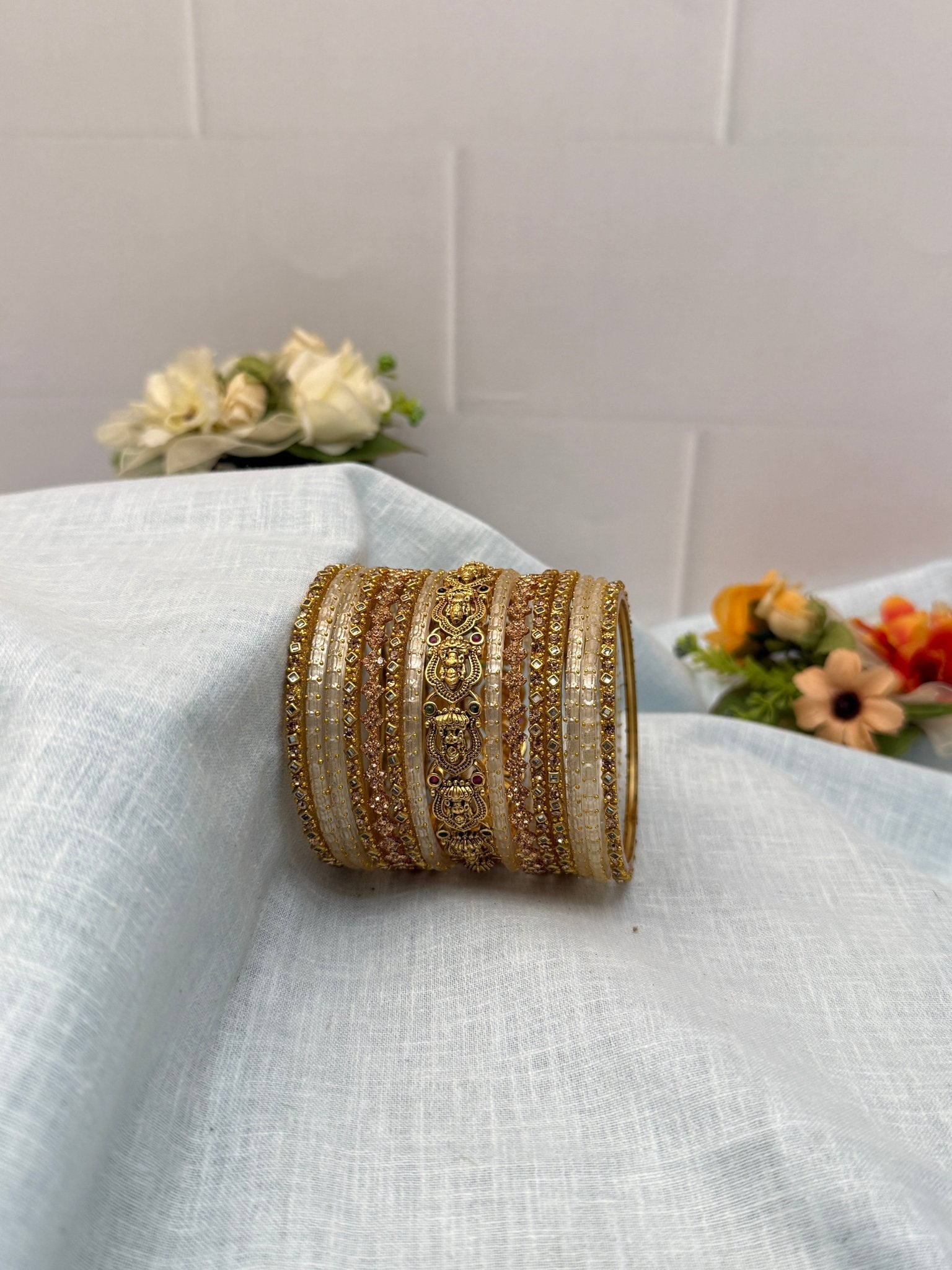 Luxurious Antique Bangle Set In 20 Color Options - 5166 - Mahilas