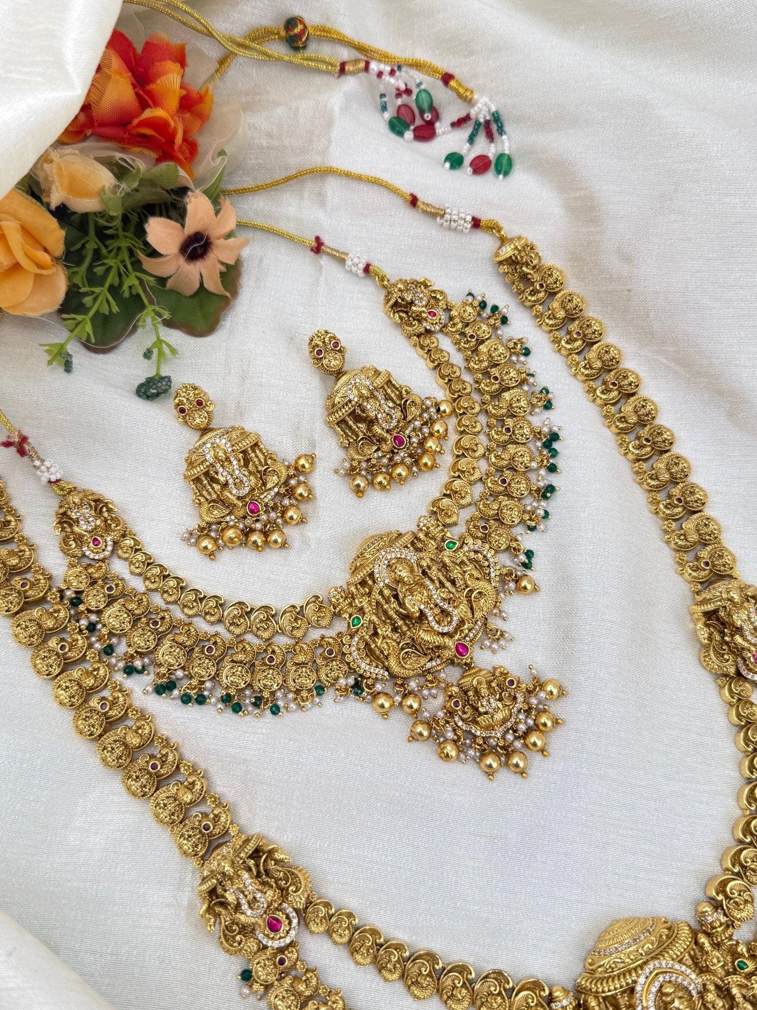 Luxurious Antique Bridal Necklace Set 787 - Mahilas