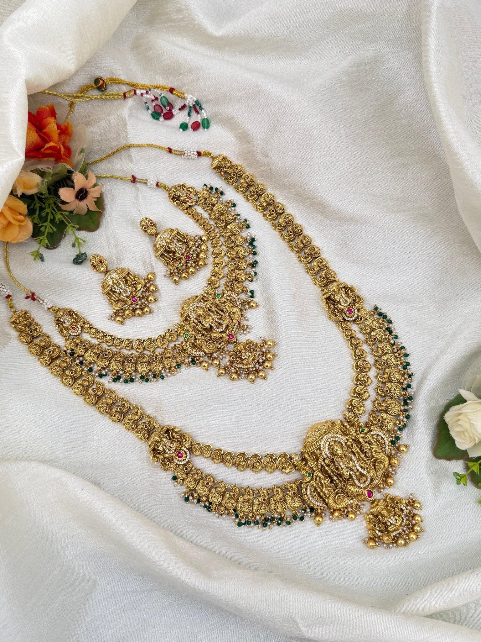 Luxurious Antique Bridal Necklace Set 787 - Mahilas