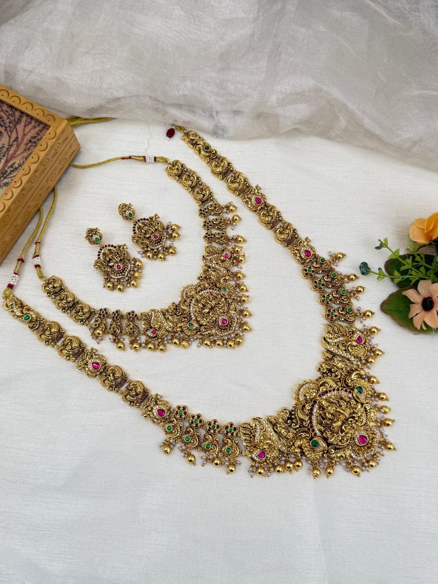 Luxurious Antique Bridal Necklace Set 798 - Mahilas