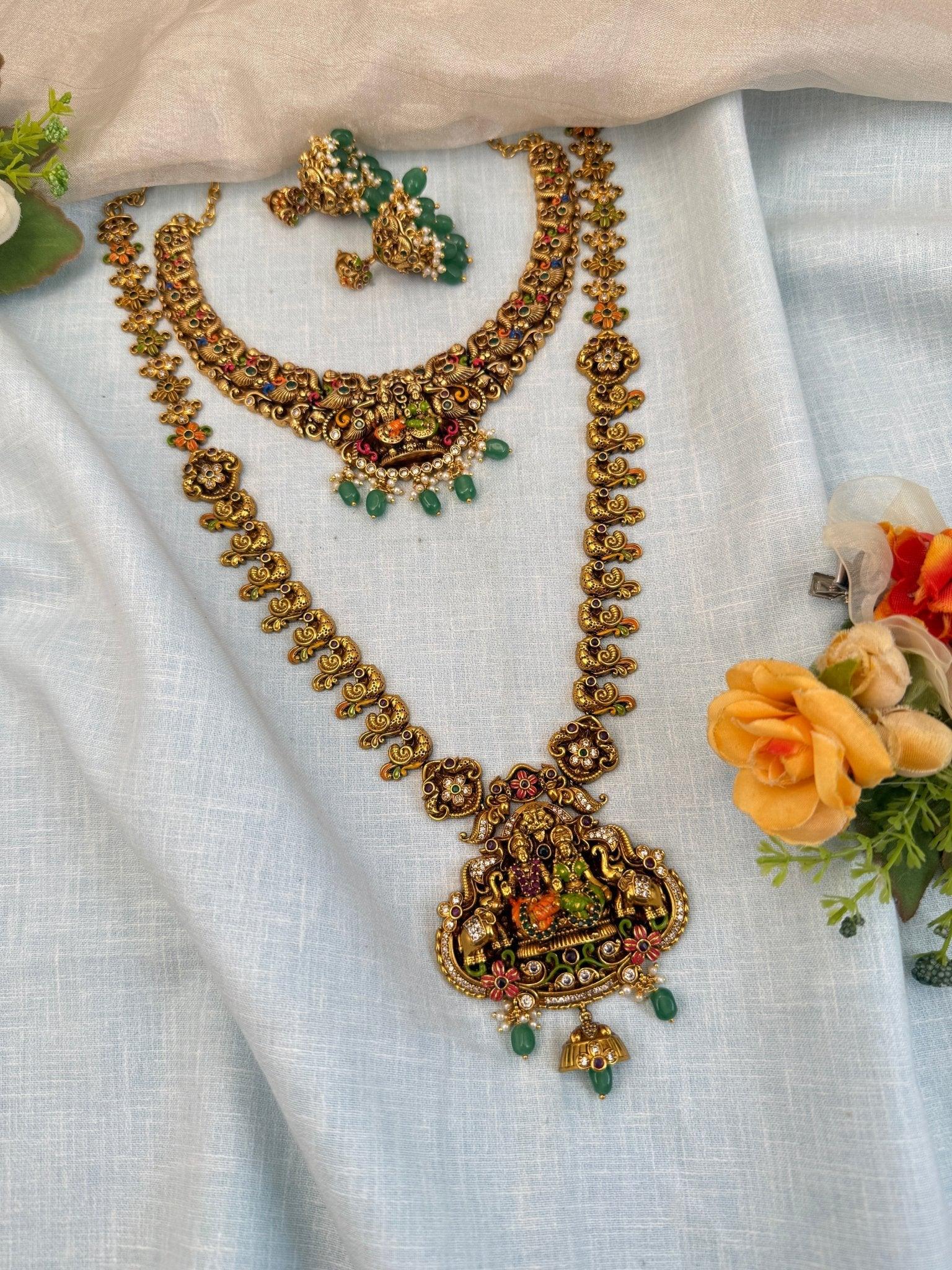 Luxurious Antique Bridal Necklace Set 939 - Mahilas