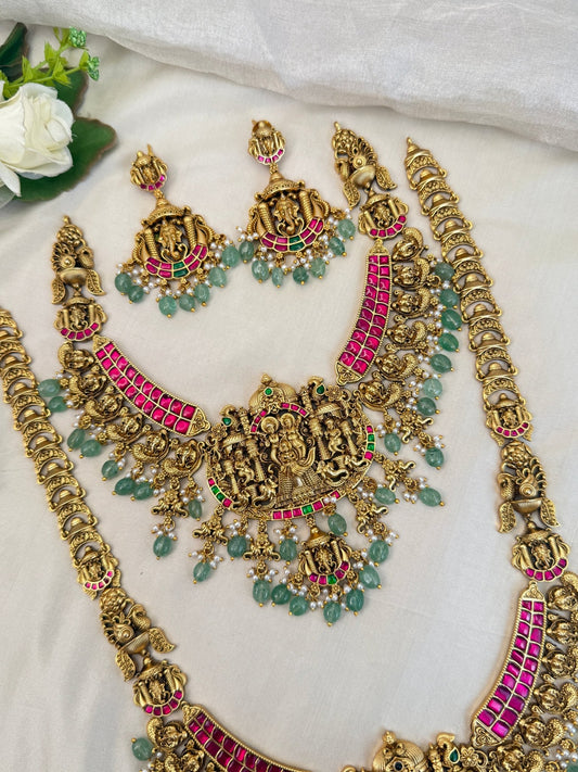 Luxurious Antique Bridal Necklace Set with Vaddanam 904 - Mahilas