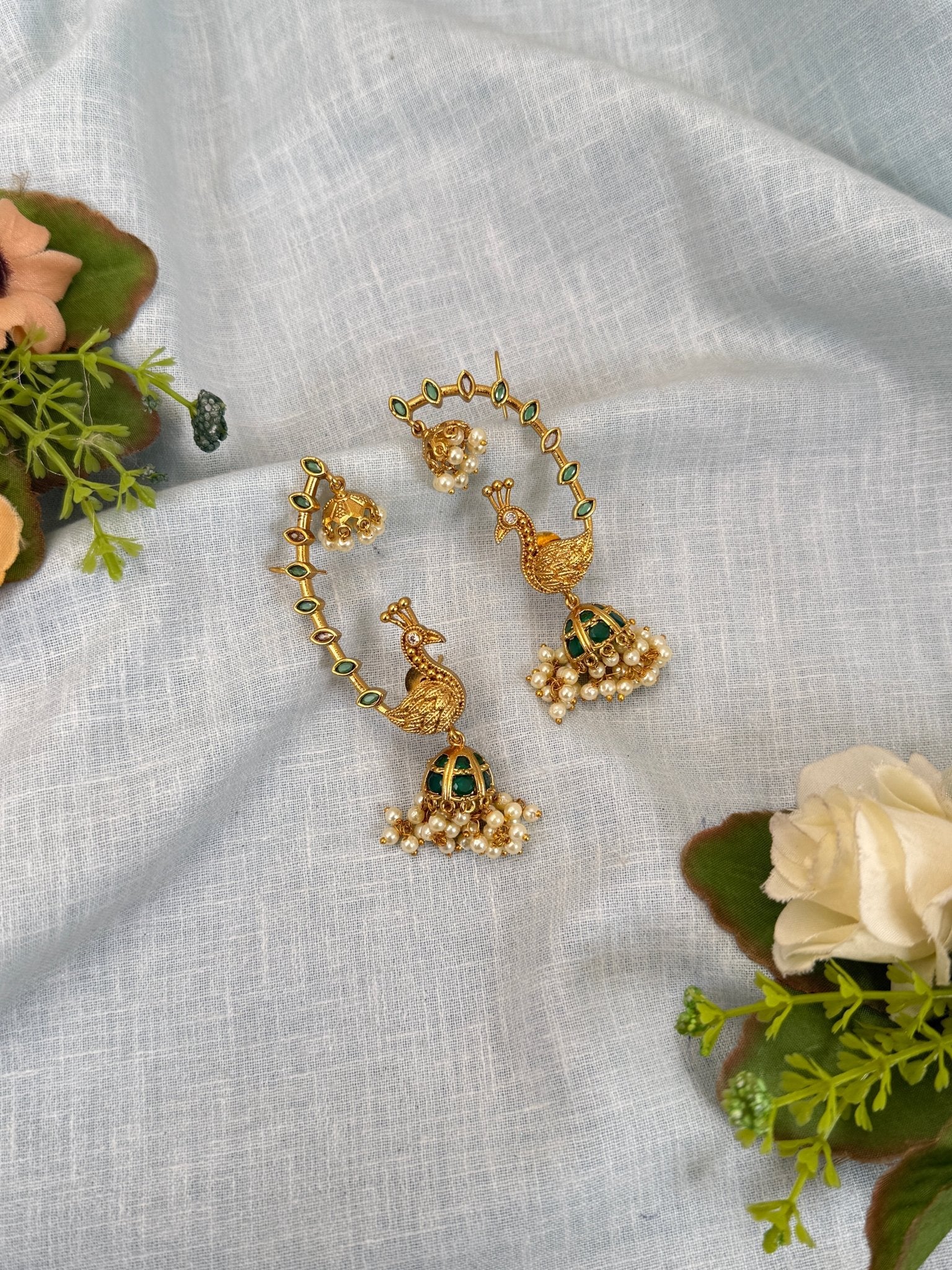 Luxurious Antique Earcuff Jhumka Earrings 0783 - Mahilas