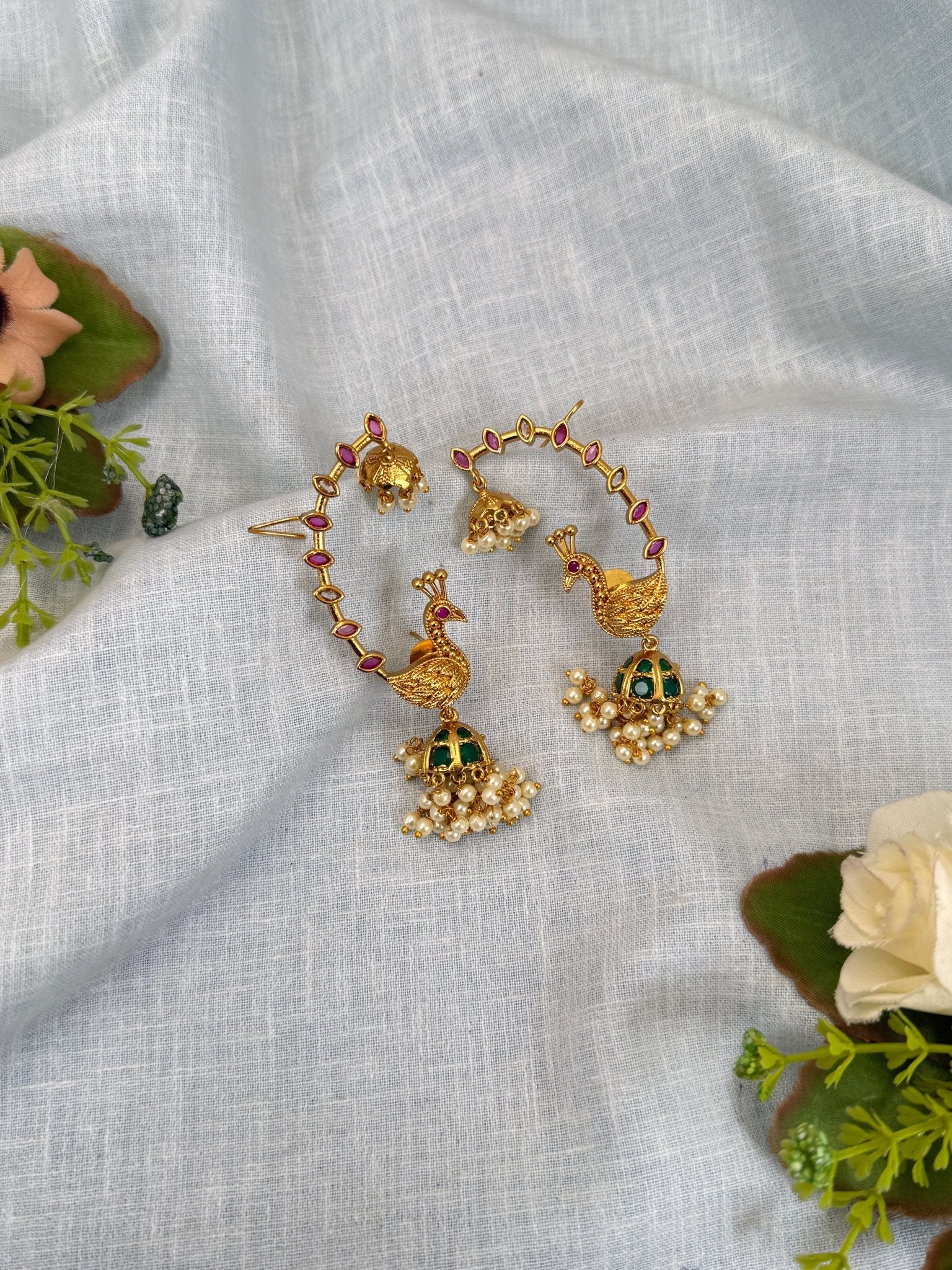 Luxurious Antique Earcuff Jhumka Earrings 0784 - Mahilas