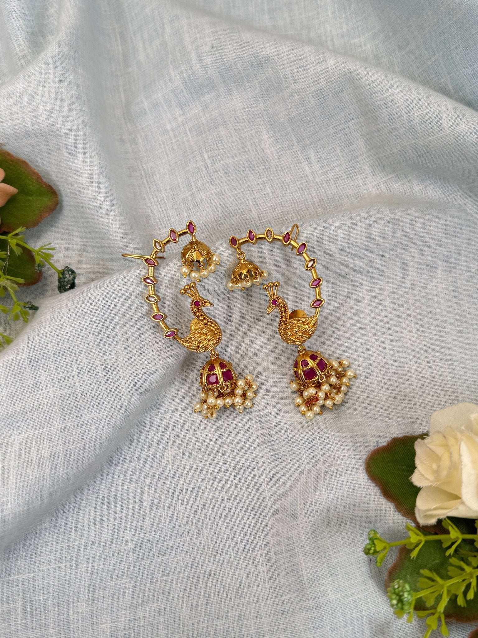 Luxurious Antique Earcuff Jhumka Earrings 0785 - Mahilas