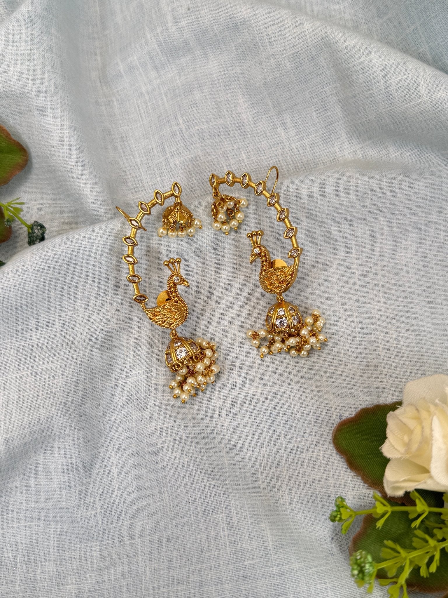 Luxurious Antique Earcuff Jhumka Earrings 0786 - Mahilas
