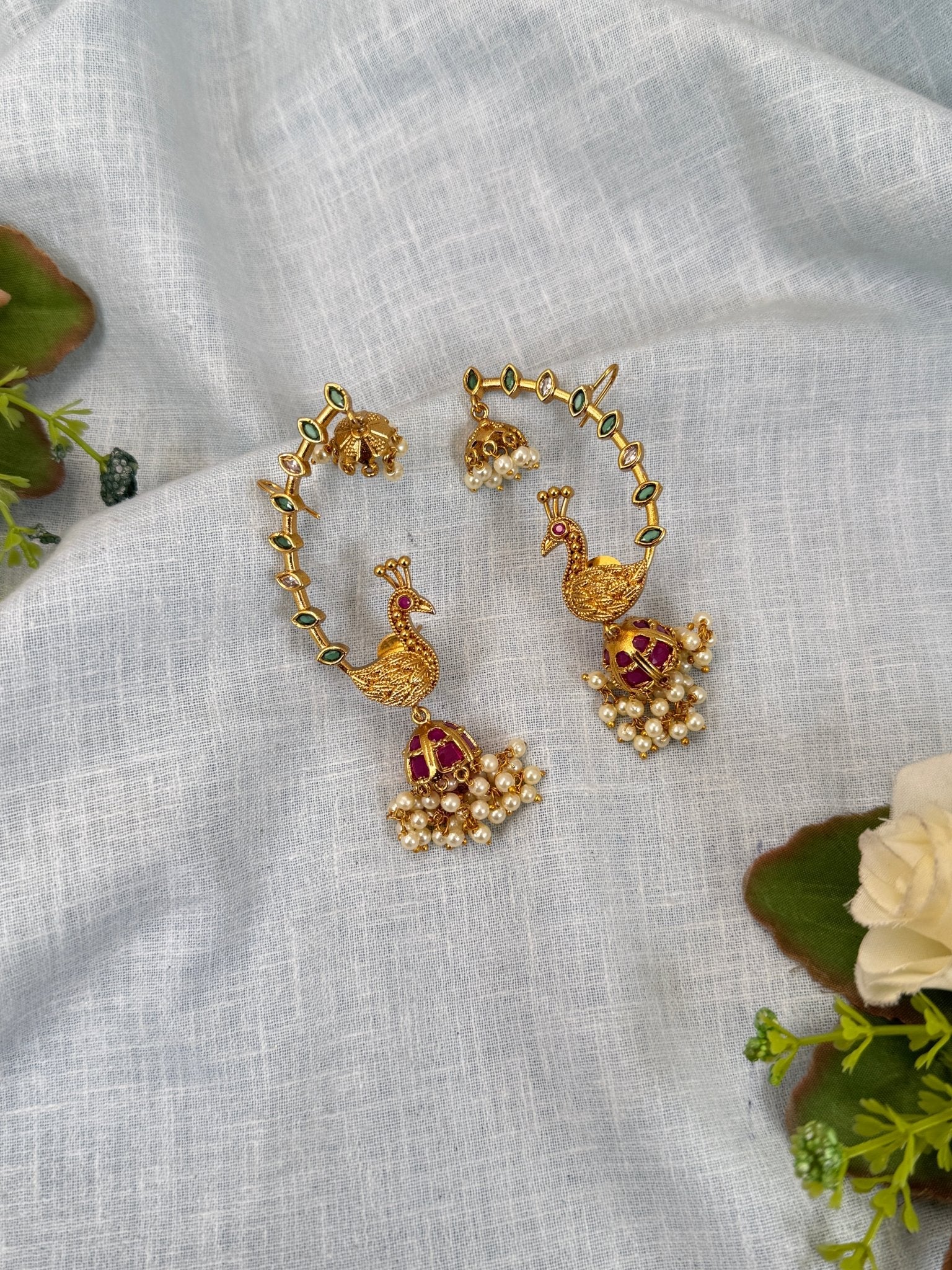 Luxurious Antique Earcuff Jhumka Earrings 0787 - Mahilas