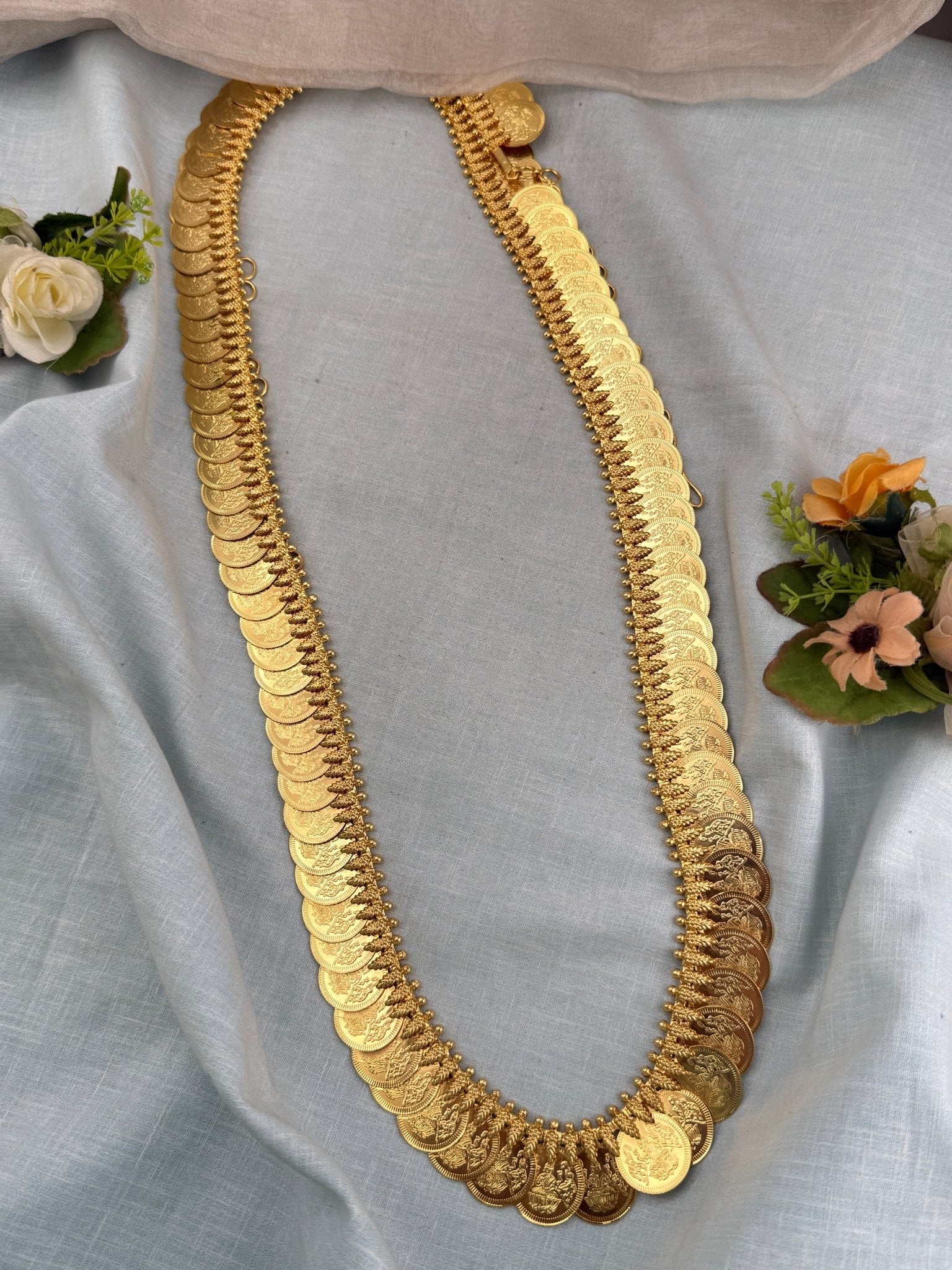 Luxurious Antique Gold Like Kaasu Long Necklace Set 46 inches 1065 - Mahilas