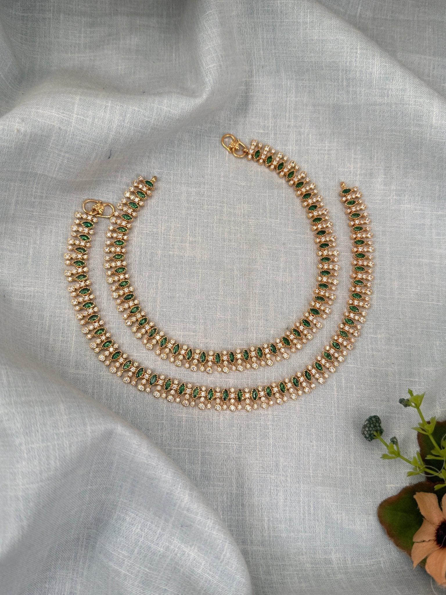 Luxurious Antique Gold Stone Payal Anklet 0221 - Mahilas