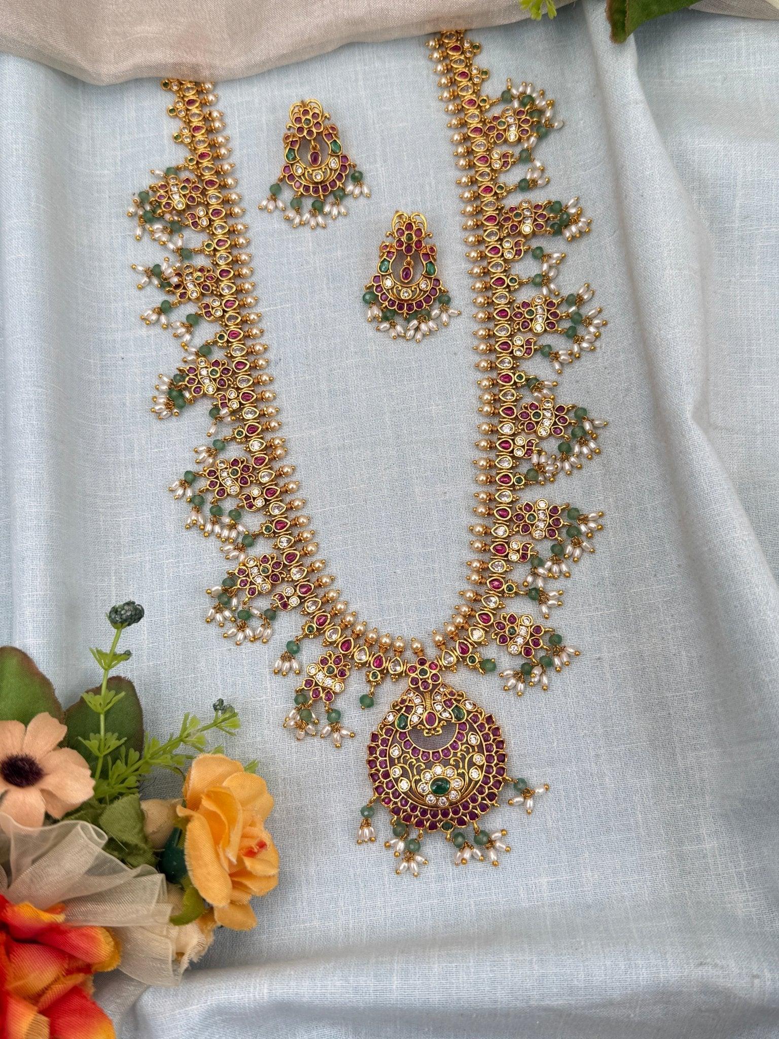 Luxurious Antique Guttapusalu Necklace Set 997 - Mahilas
