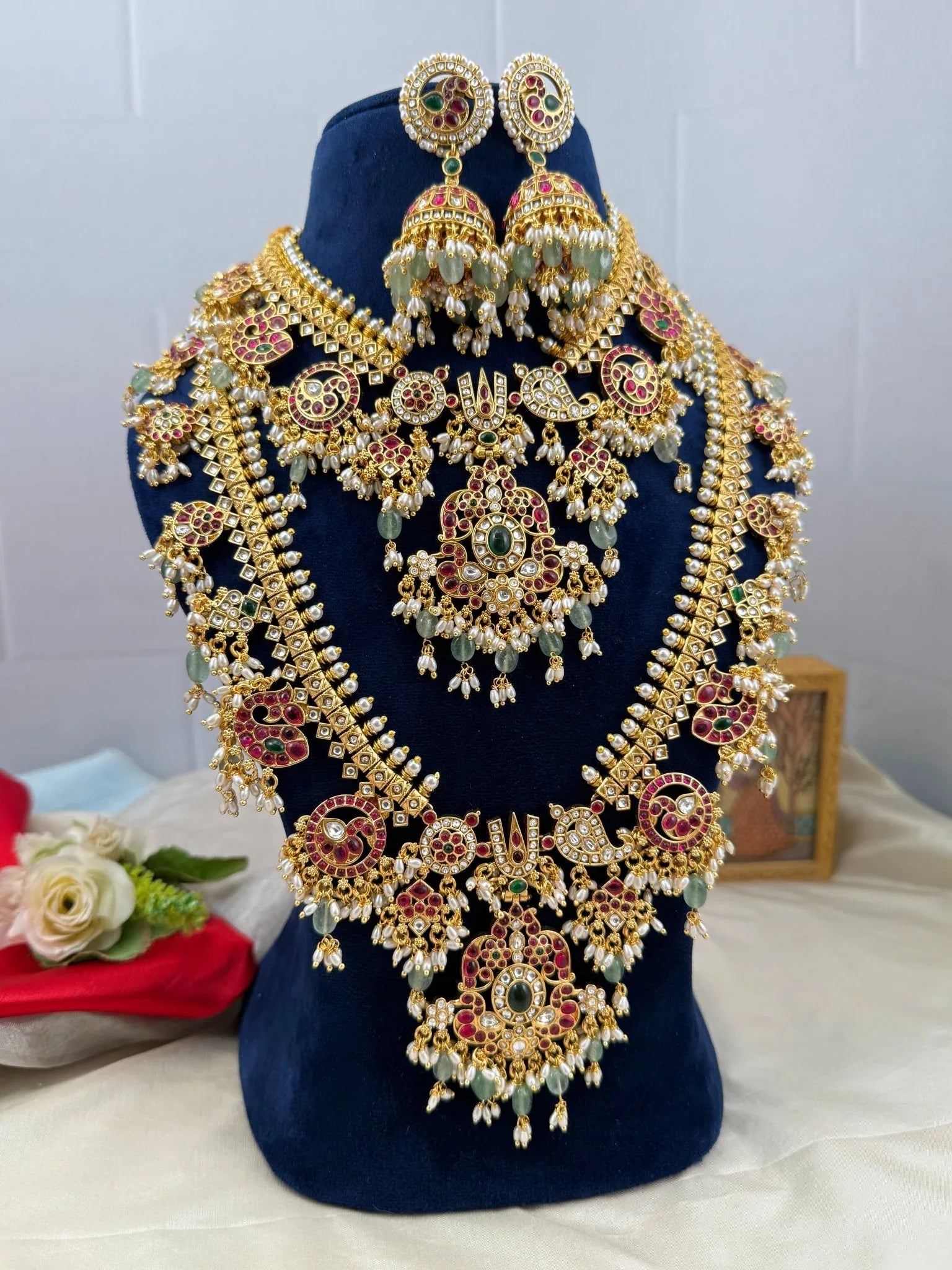 Luxurious Antique Guttapusalu Short & Long Necklace Set 677 - Mahilas