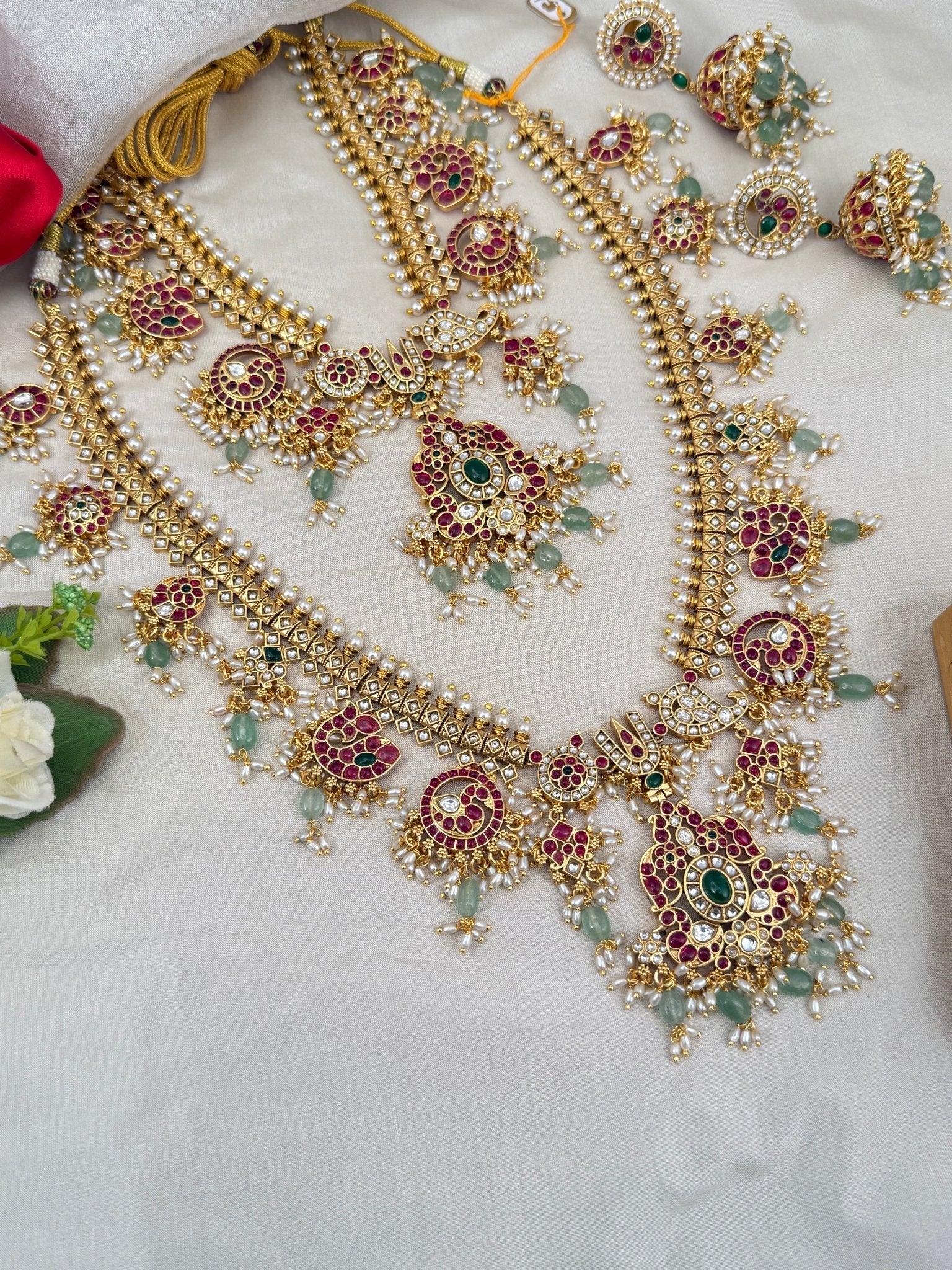 Luxurious Antique Guttapusalu Short & Long Necklace Set 677 - Mahilas