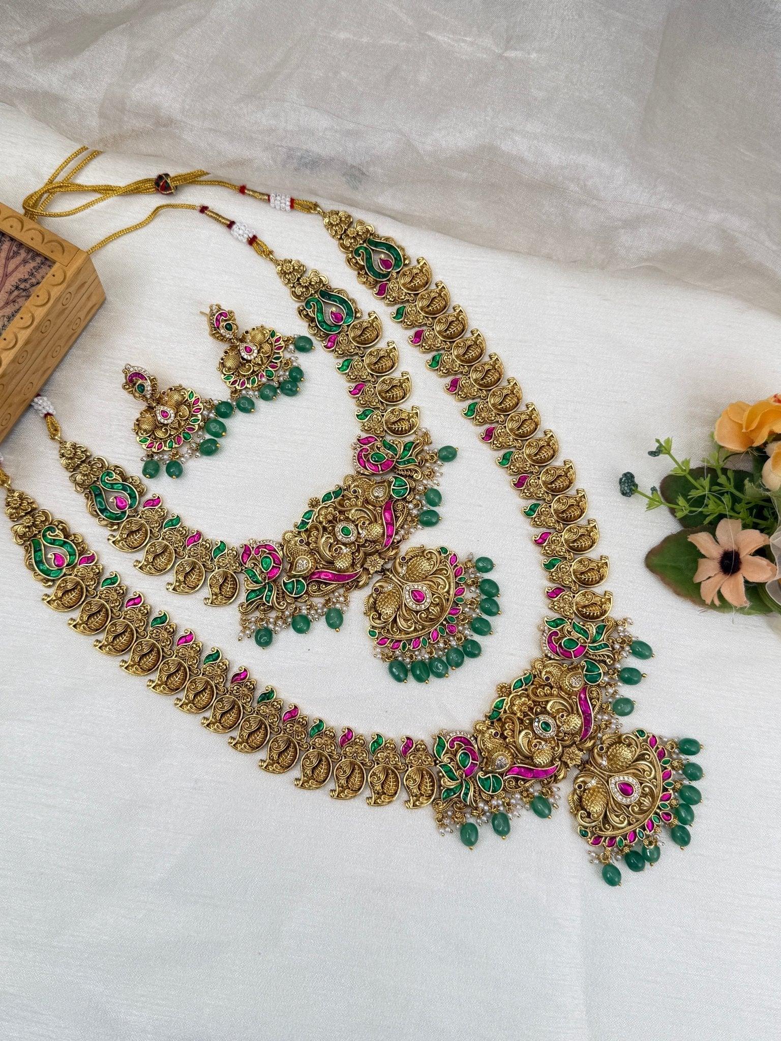 Luxurious Antique Jadau Bridal Necklace Set 796 - Mahilas
