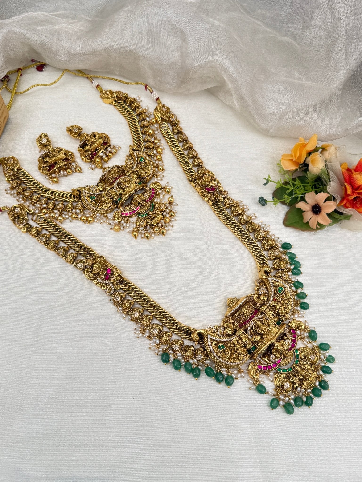 Luxurious Antique Jadau Bridal Necklace Set 797 - Mahilas
